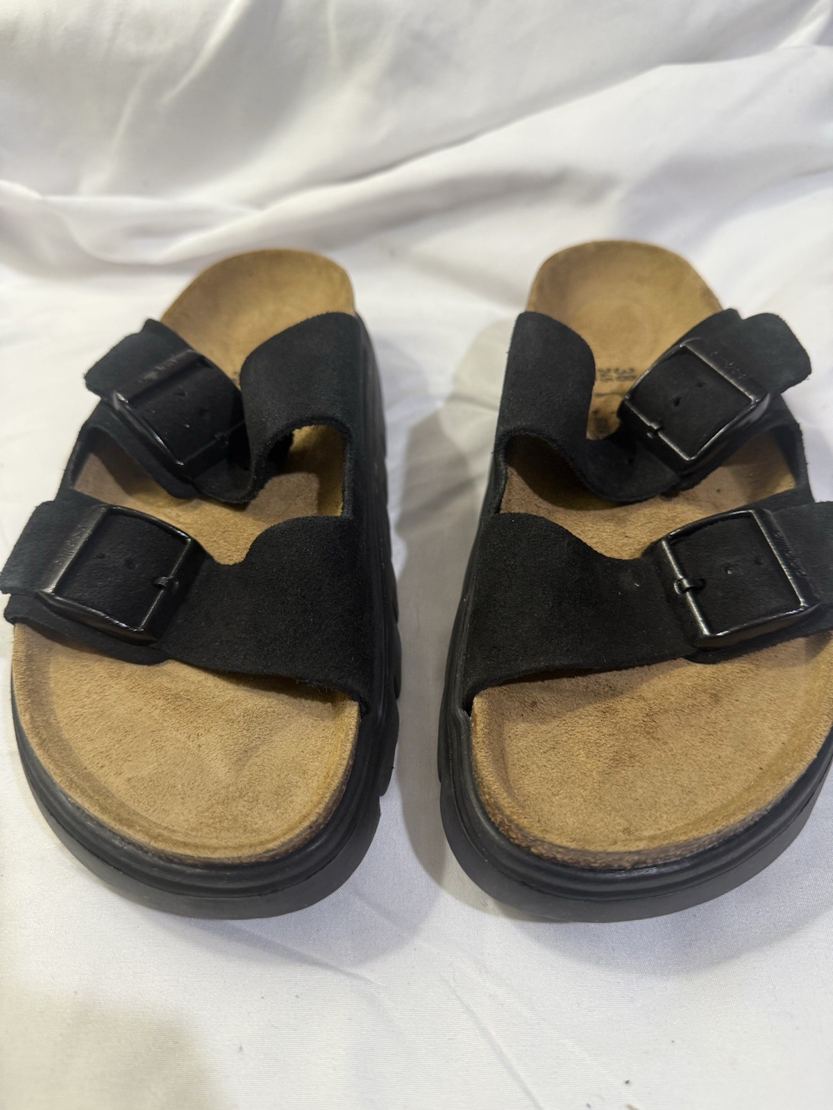 Birkenstock papillio Arizona Chunky Suede Leather W/Size7-7.5 Color:Black Black