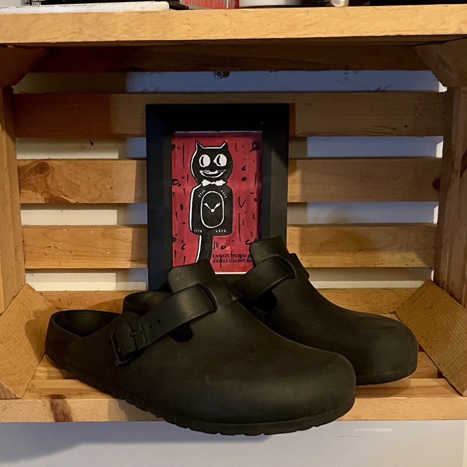 Gently used Black Birkenstock Boston Eva Clogs size US men’s 10.5 Eu size 44.