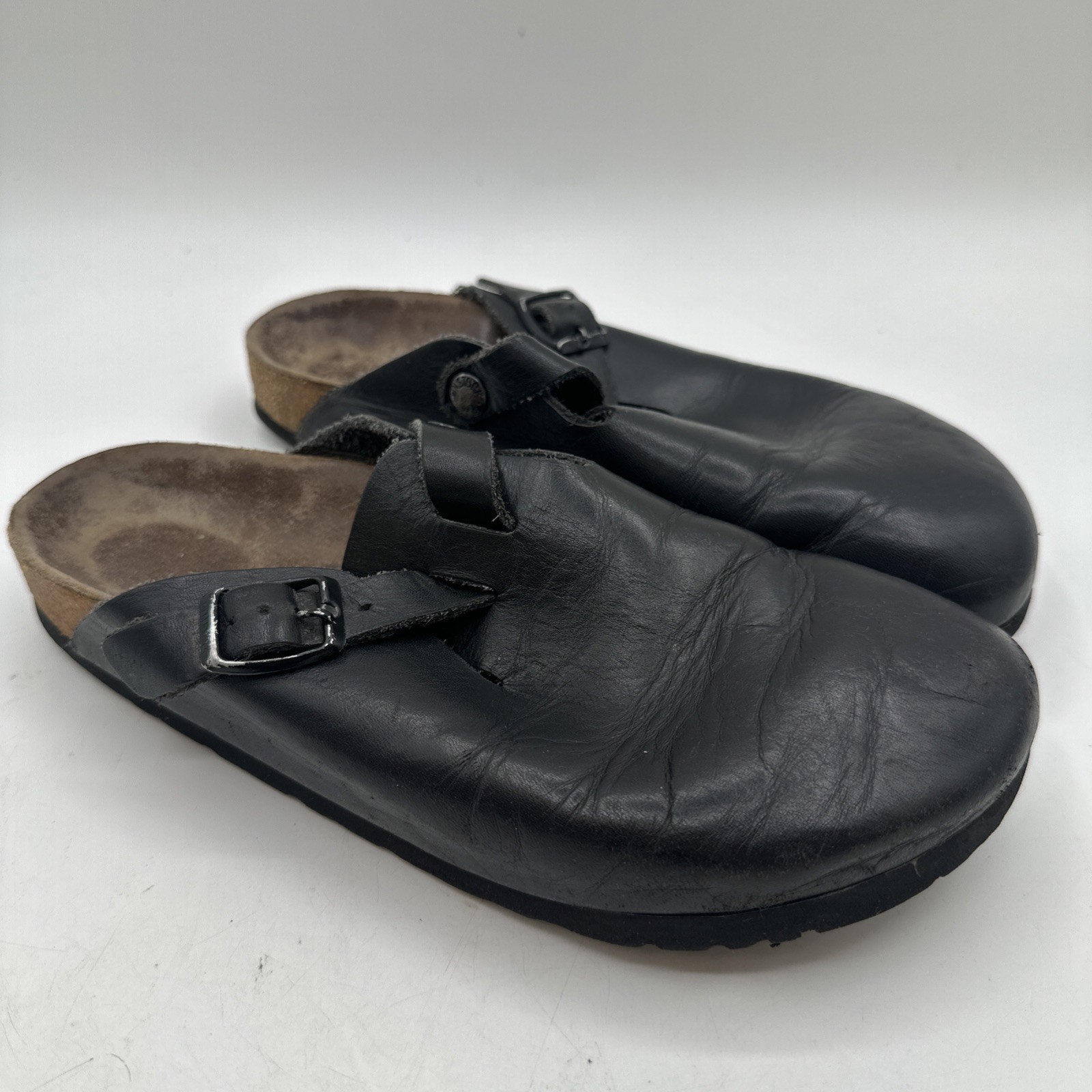 Birkenstock Boston 39 (L8 M6) Black Footbed Slide Comfort Classic Hippie Boho