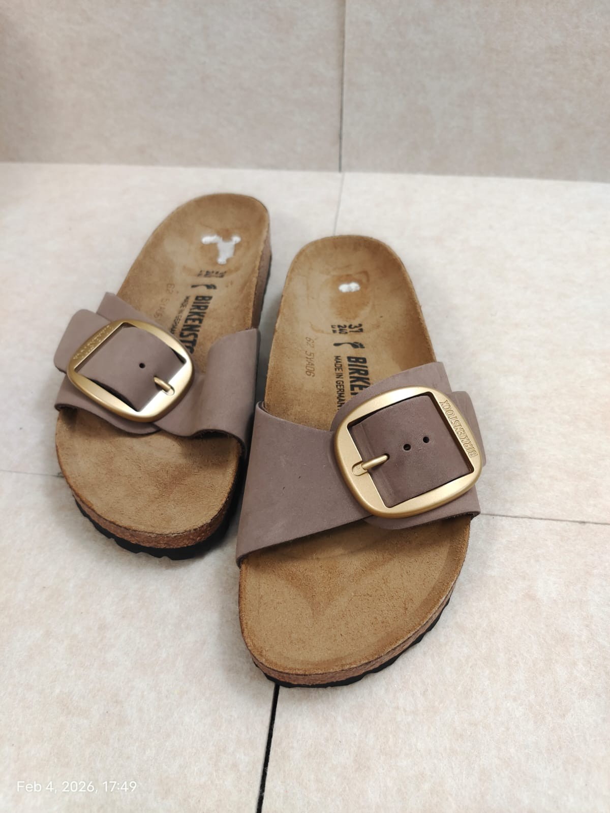 NWOB Birkenstock Madrid Big Buckle Nubuck Slide Sandals Size 37/US 6