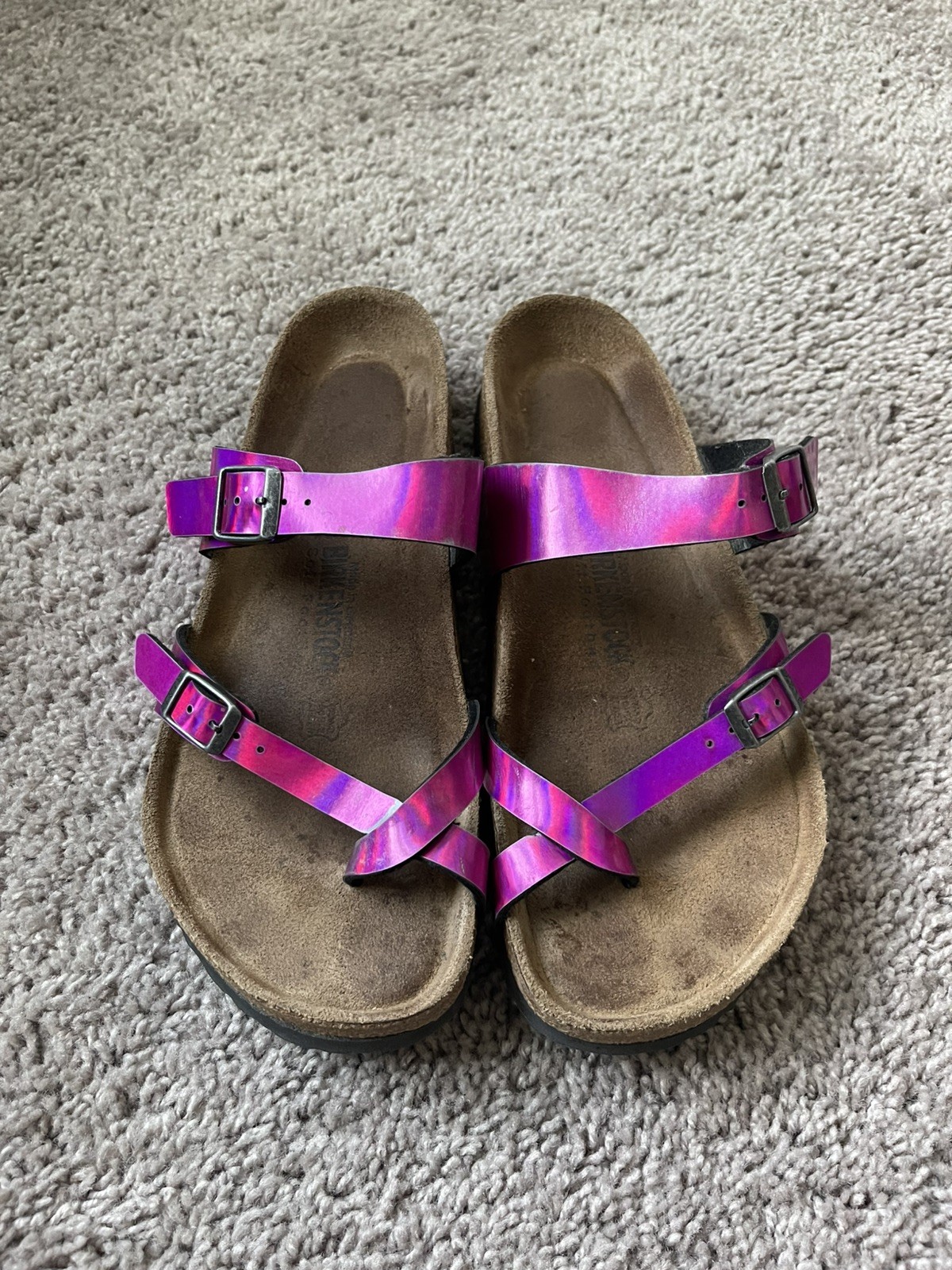 Birkenstock Mayari Metallic Magenta Toe Loop Women’s Sandels Sz 41