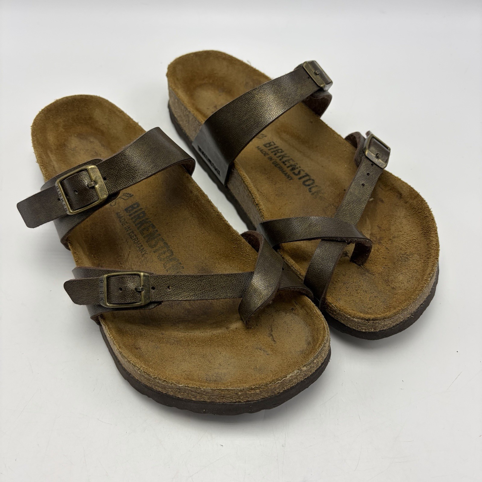 Birkenstock Mayari Sandals Womens 38 US 7 Brown Metallic Germany Comfort Casual