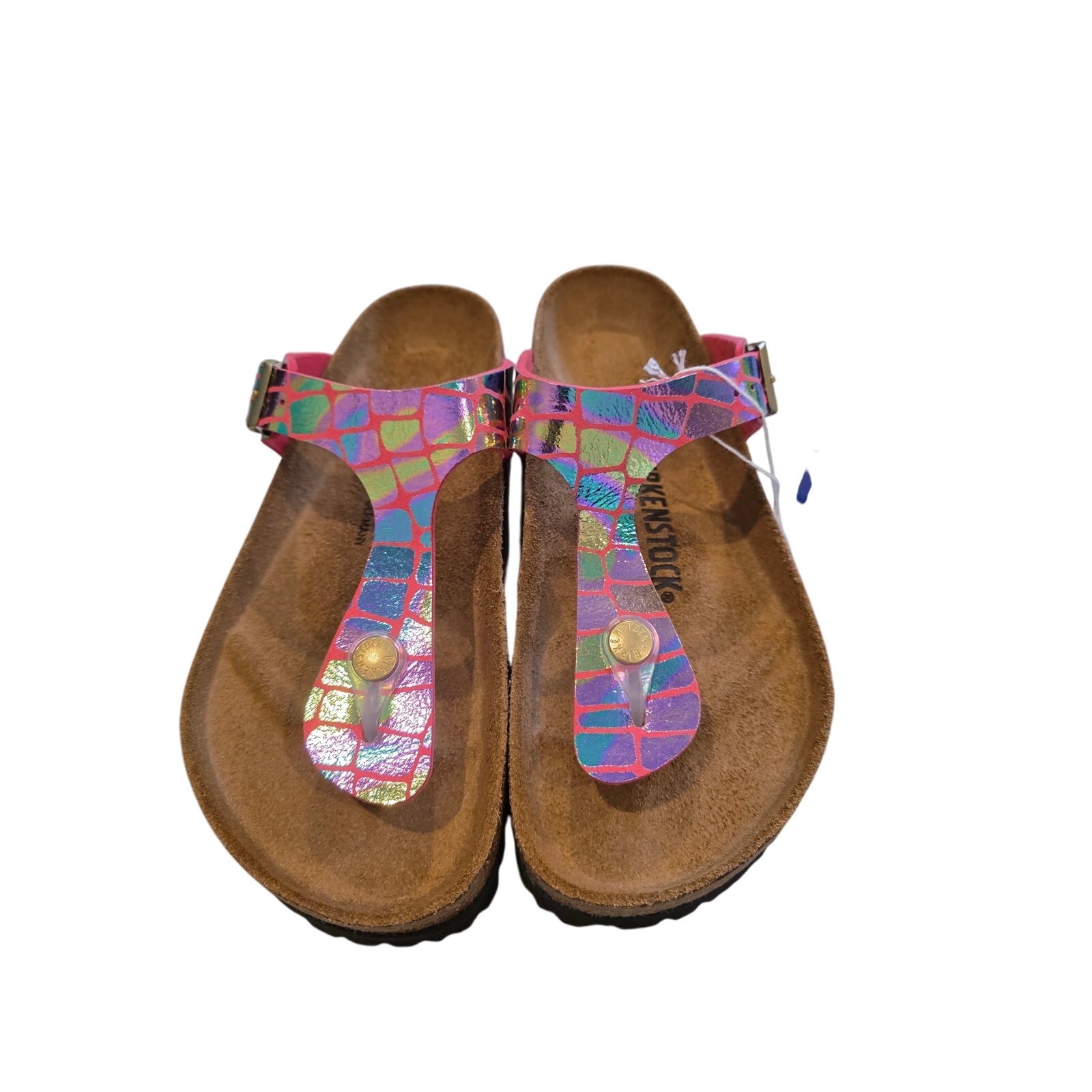 Birkenstock Gizeh Gator Gleam Raspberry Iridescent Holographic Sandals Women’s 7