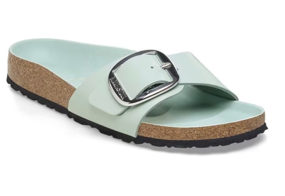 BIRKENSTOCK MADRID BIG BUCKLE HIGH SHINE SURF GREEN NATURAL LEATHER PATENT 38 7N