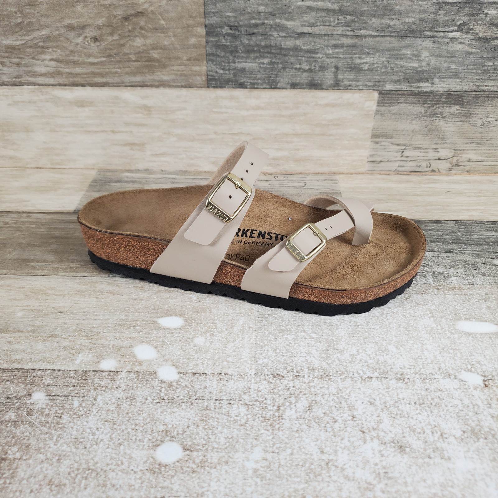 Birkenstock Mayari Womens Thong Sandals Sz 5 Sandcastle Birko-Flor Adjustable