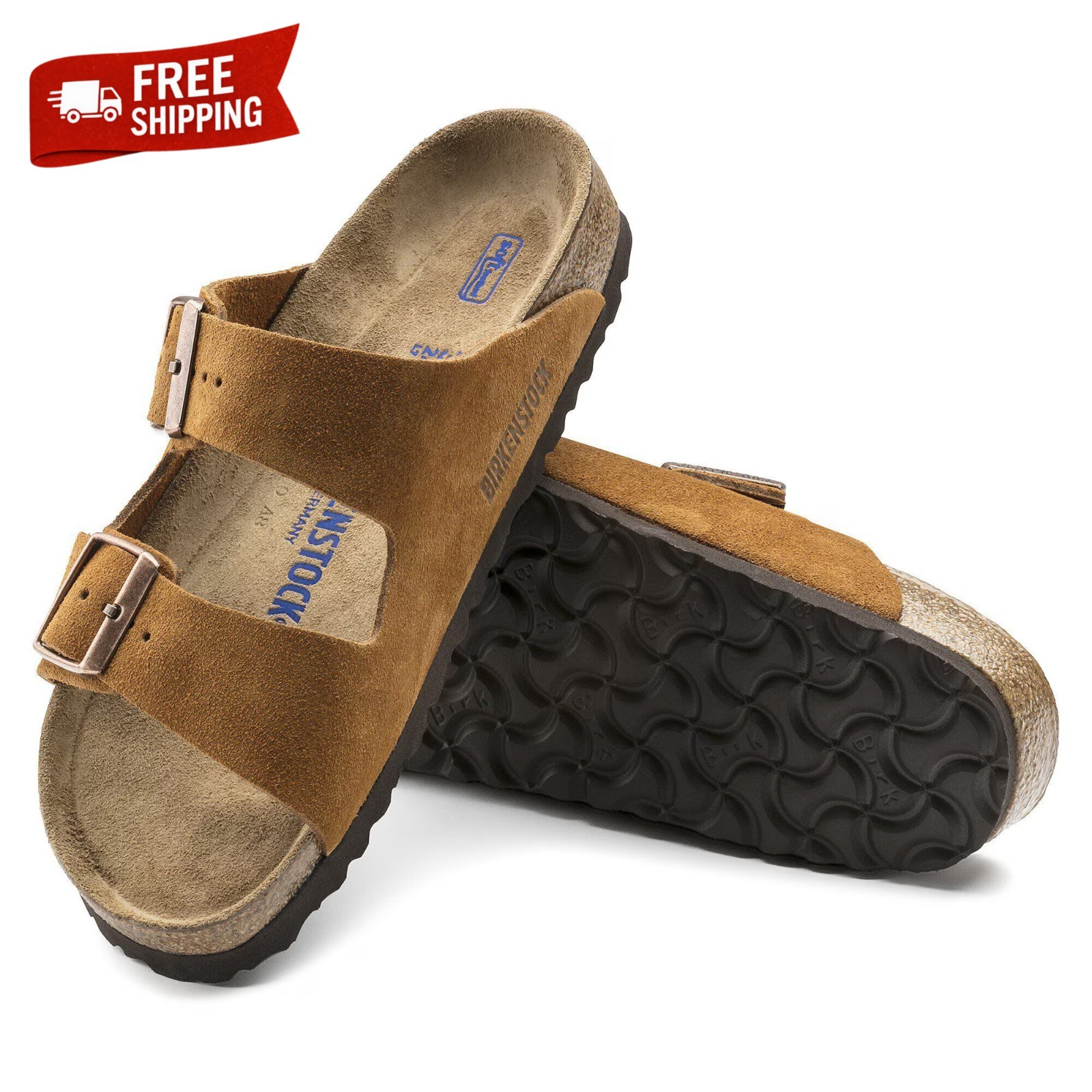 Birkenstock Arizona Soft Footbed Suede Leather Sandals Mink New With Box
