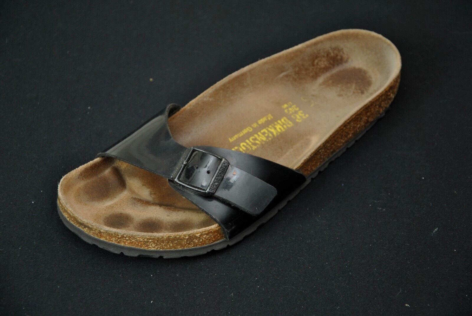 Birkenstock Madrid Black Patent Leather Sandals 38 L 7 Slides 5523S