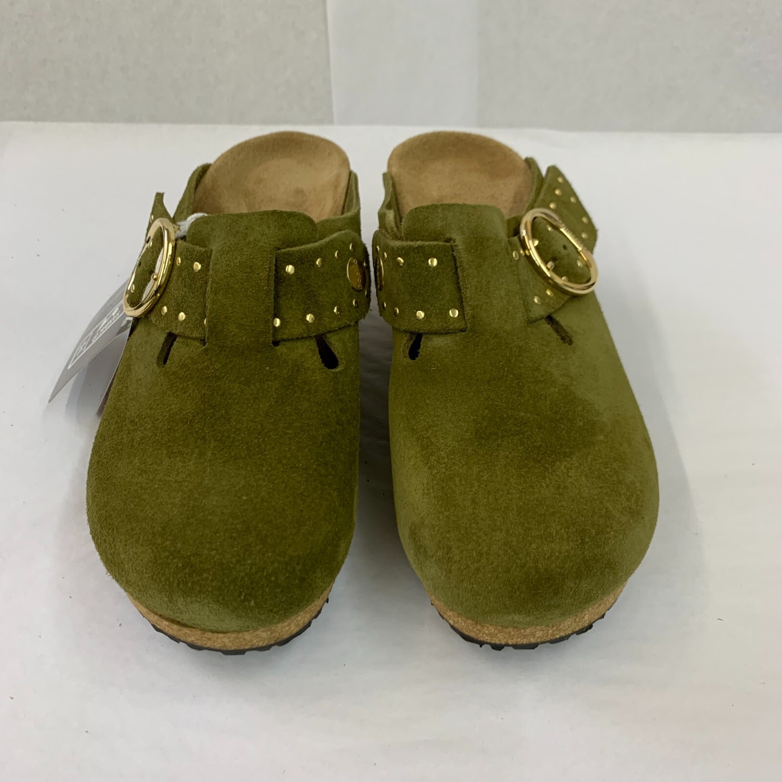 Birkenstock New w/ Box Papillio Fanny Ring Buckle Pine Green Suede Narrow