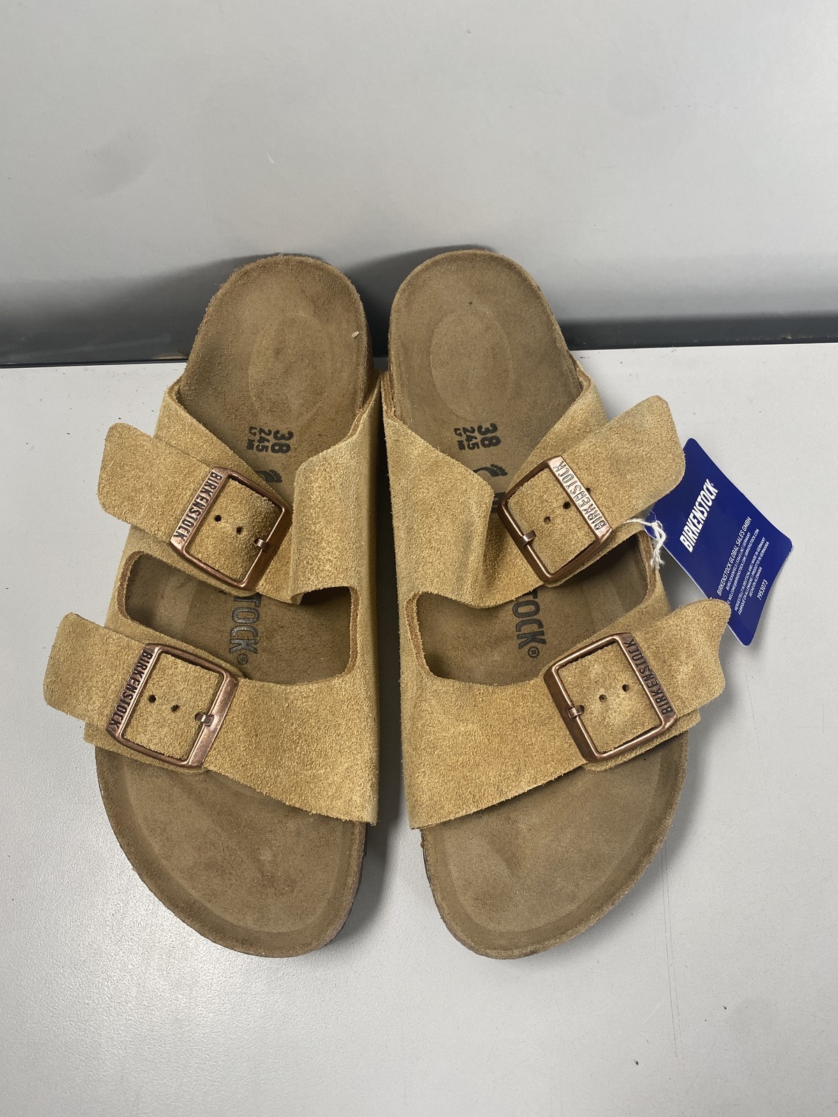 Birkenstock Unisex Arizona Suede Leather Sandals Latte Cream Size W7/M5 US 38EU