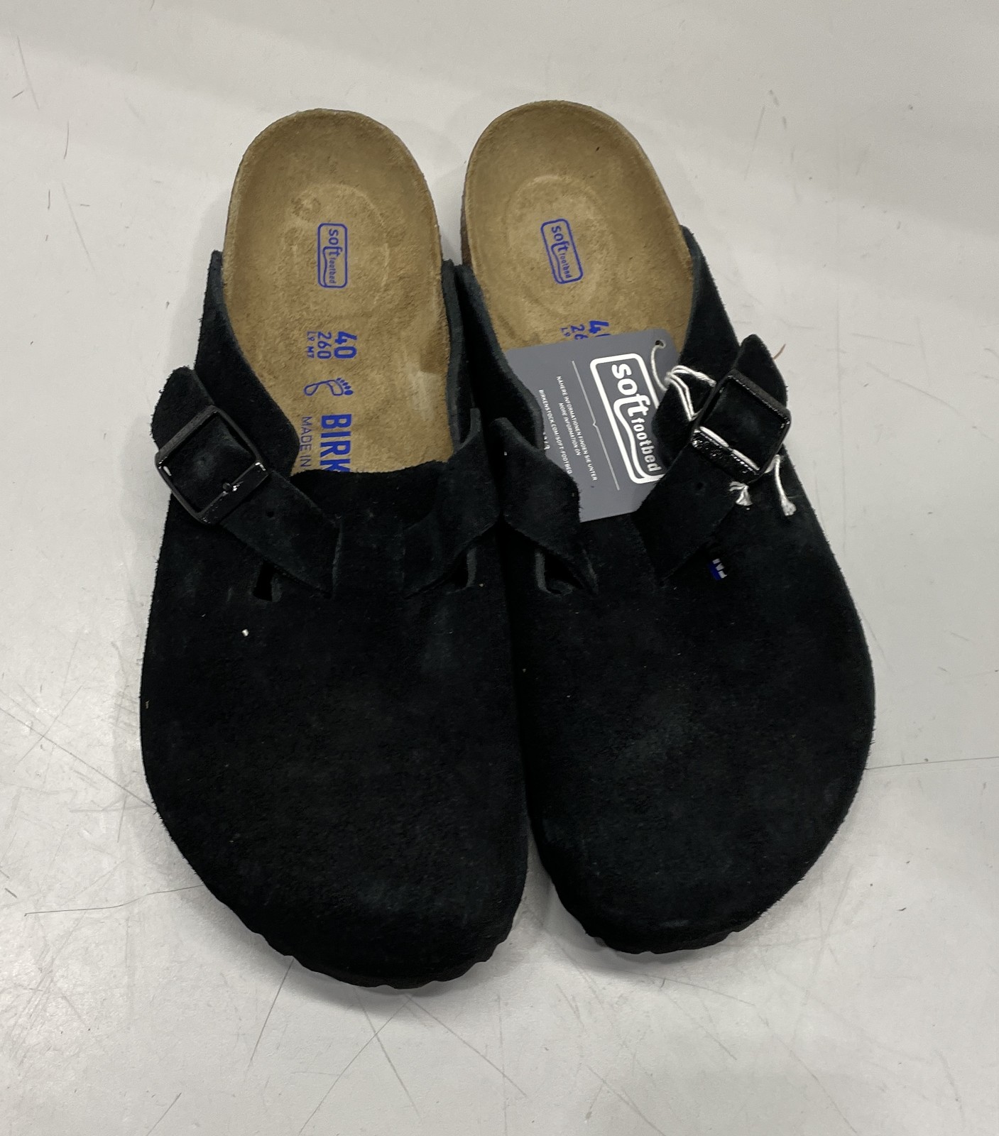Birkenstock Boston BS Unisex Mens 7 Womens 9 Black Suede Slip On Comfort Clogs