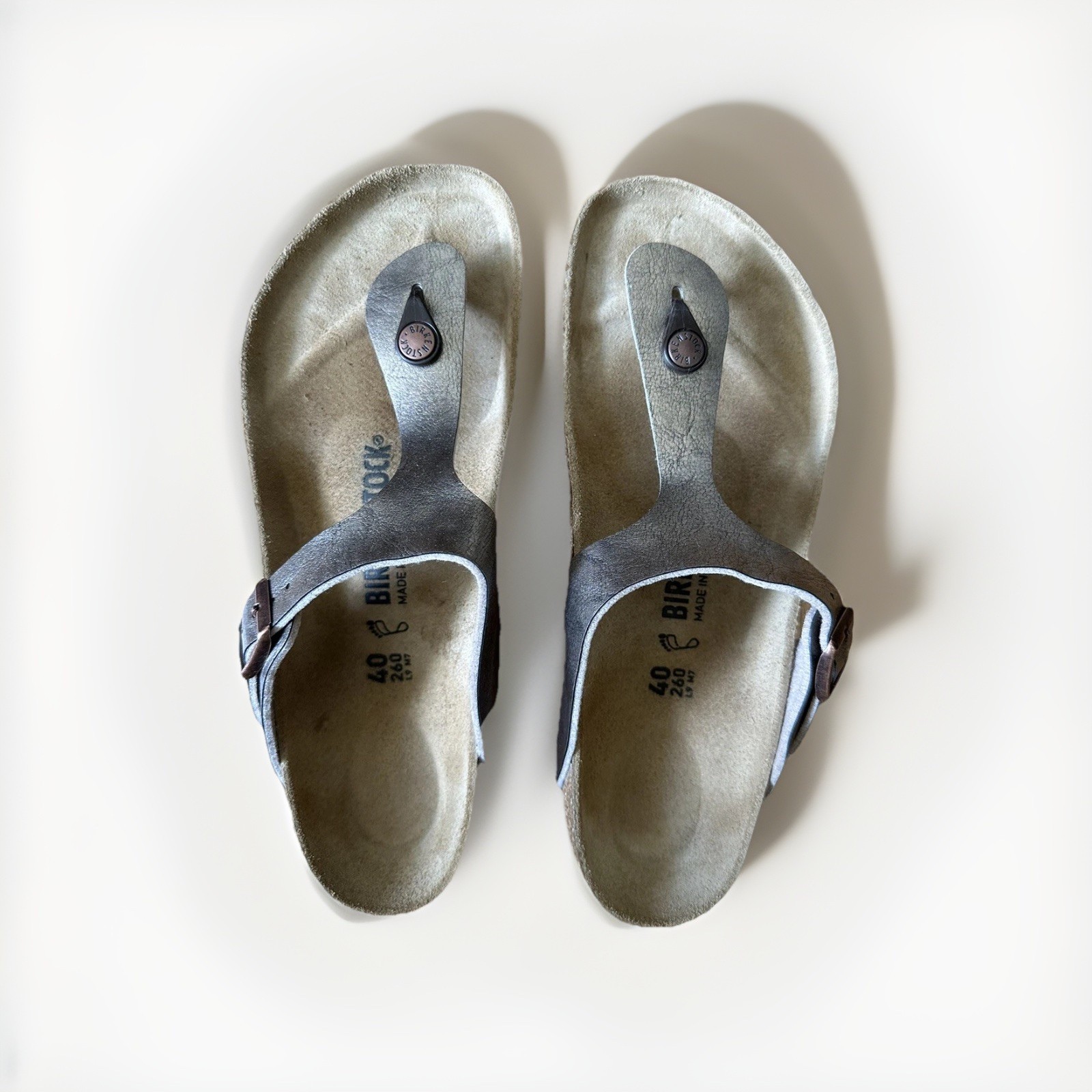 Women Birkenstock Gizeh Thong Sandals Leather Birko-Flor Slides Retails $99.95
