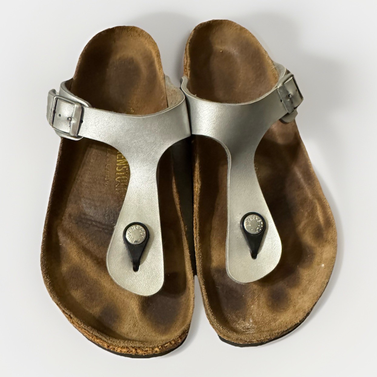 Birkenstock Gizeh Women’s Size 38 Metallic Gray Birko Summer Sandals 7-7.5 US