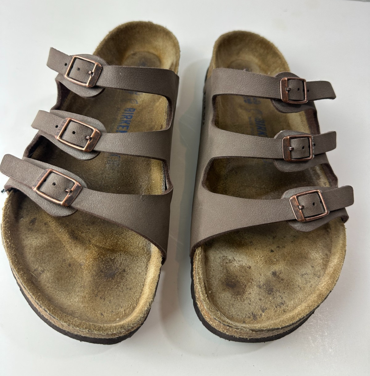 Birkenstock Florida 3 Strap Soft Footbed Sandals Brown Women’s Size 40 US 9 M7