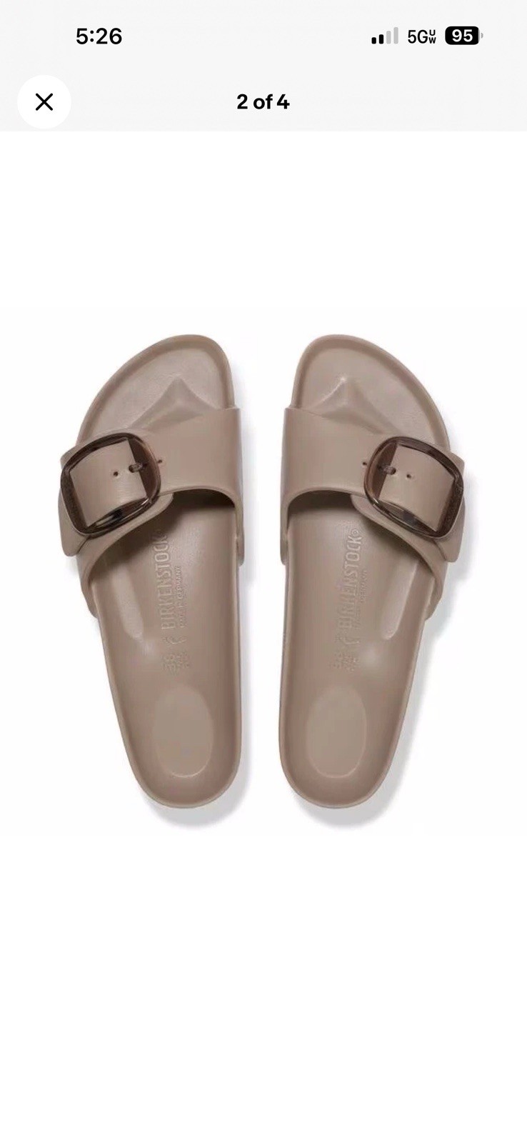 Women’s Birkenstock Madrid Big Buckle Eva Sandals Size 7 38 Gray, Taupe NIB!