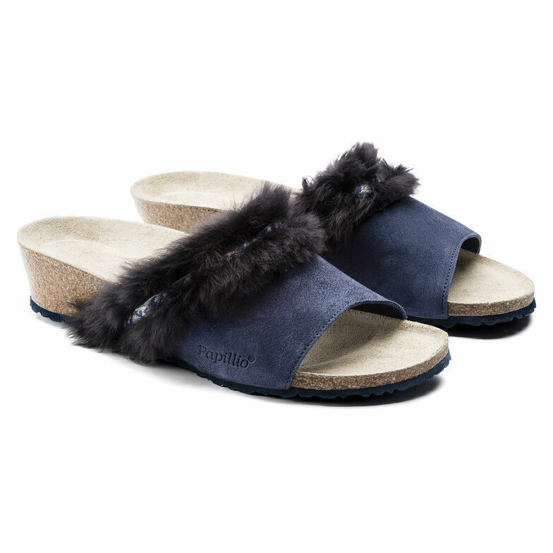 Birkenstock Papillio Amber Wedge Mule Sandals EU 37 Women 6-6.5 Fur Trim