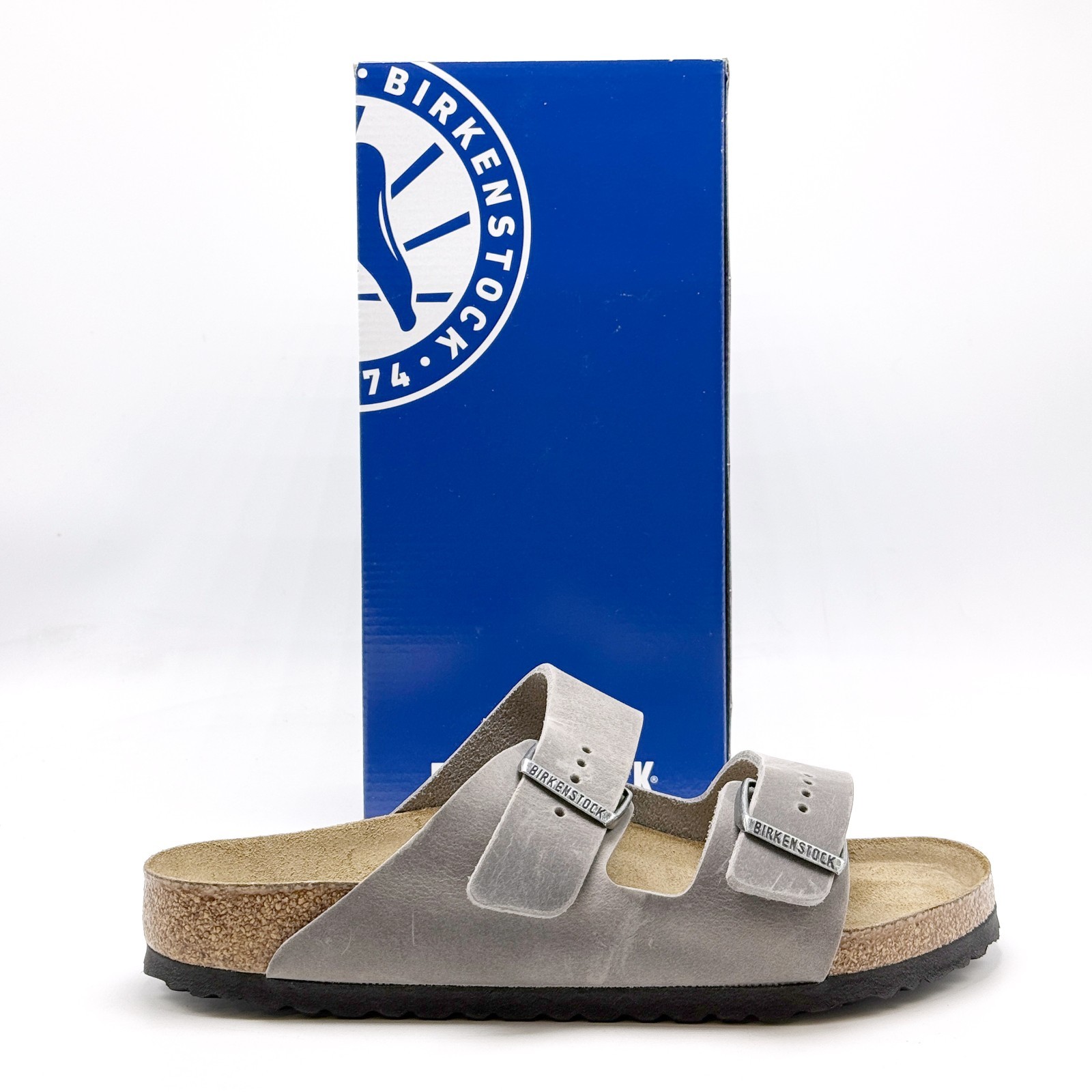 *NEW* Unisex BIRKENSTOCK Arizona Soft Footbed Leather Sandal IRON (0552801) 👍