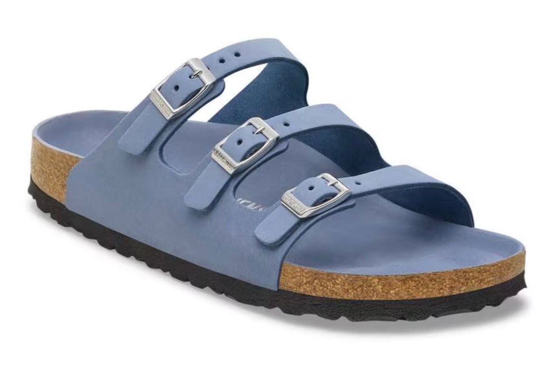 BIRKENSTOCK FLORIDA NUBUCK LEATHER STONE BLUE 40 L 9 Regular