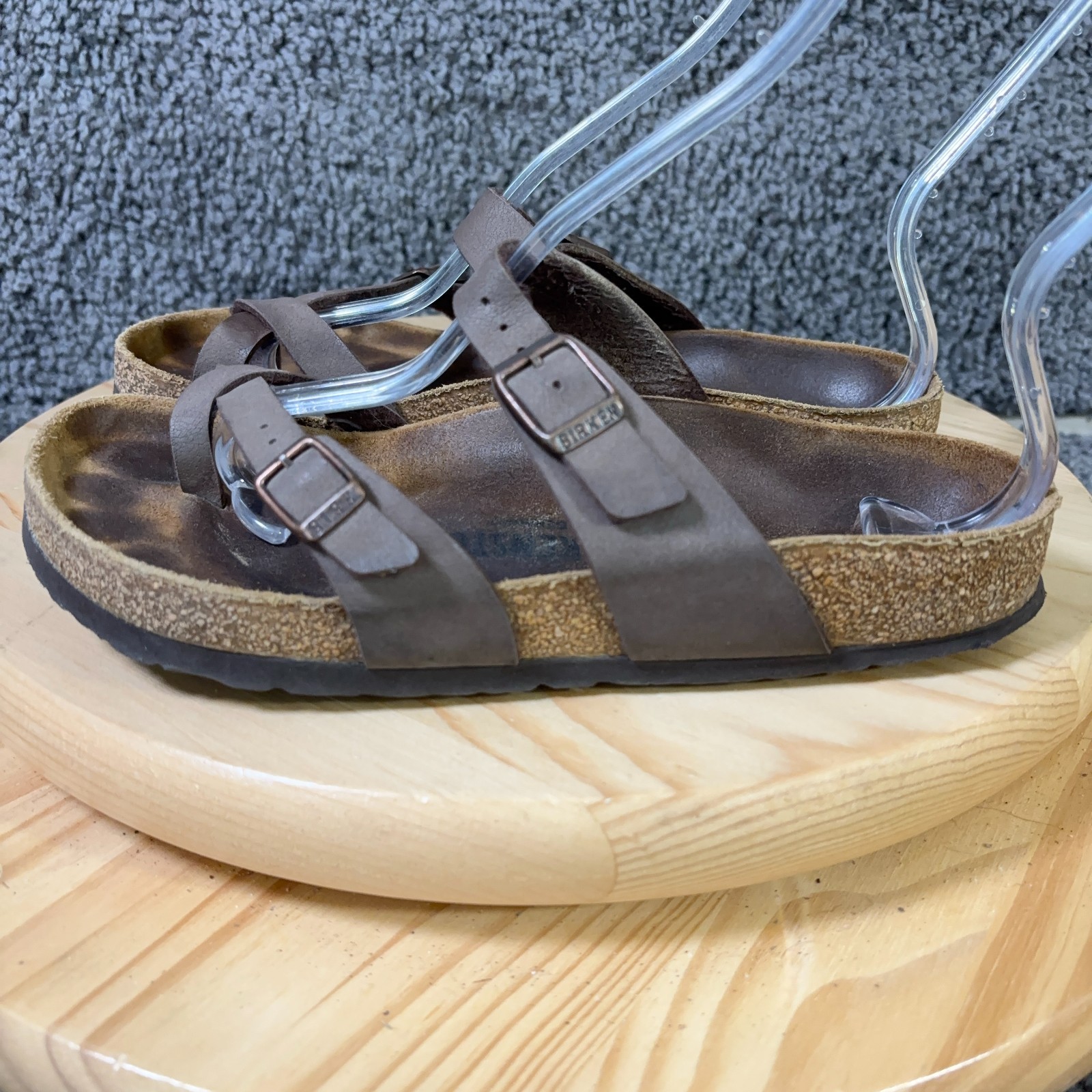 Birkenstock Mayari Sandals Womens Size 7 Brown Leather Toe Loop Cork Insole Shoe