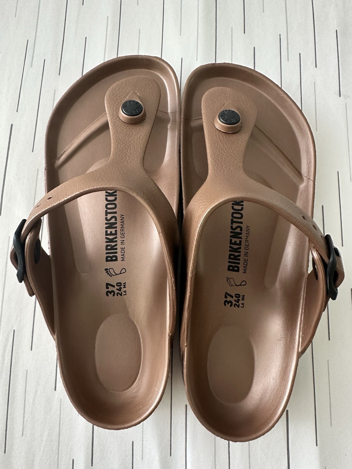 Women’s Gizeh Essential Metallic Sandal in Copper by Birkenstock 37 EU/6-6.5