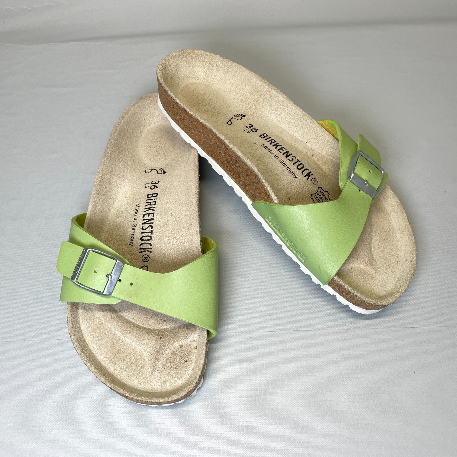 Birkenstock Madrid Sandals Womens Size 5 EU 36 Green Leather Slide Comfort Shoes