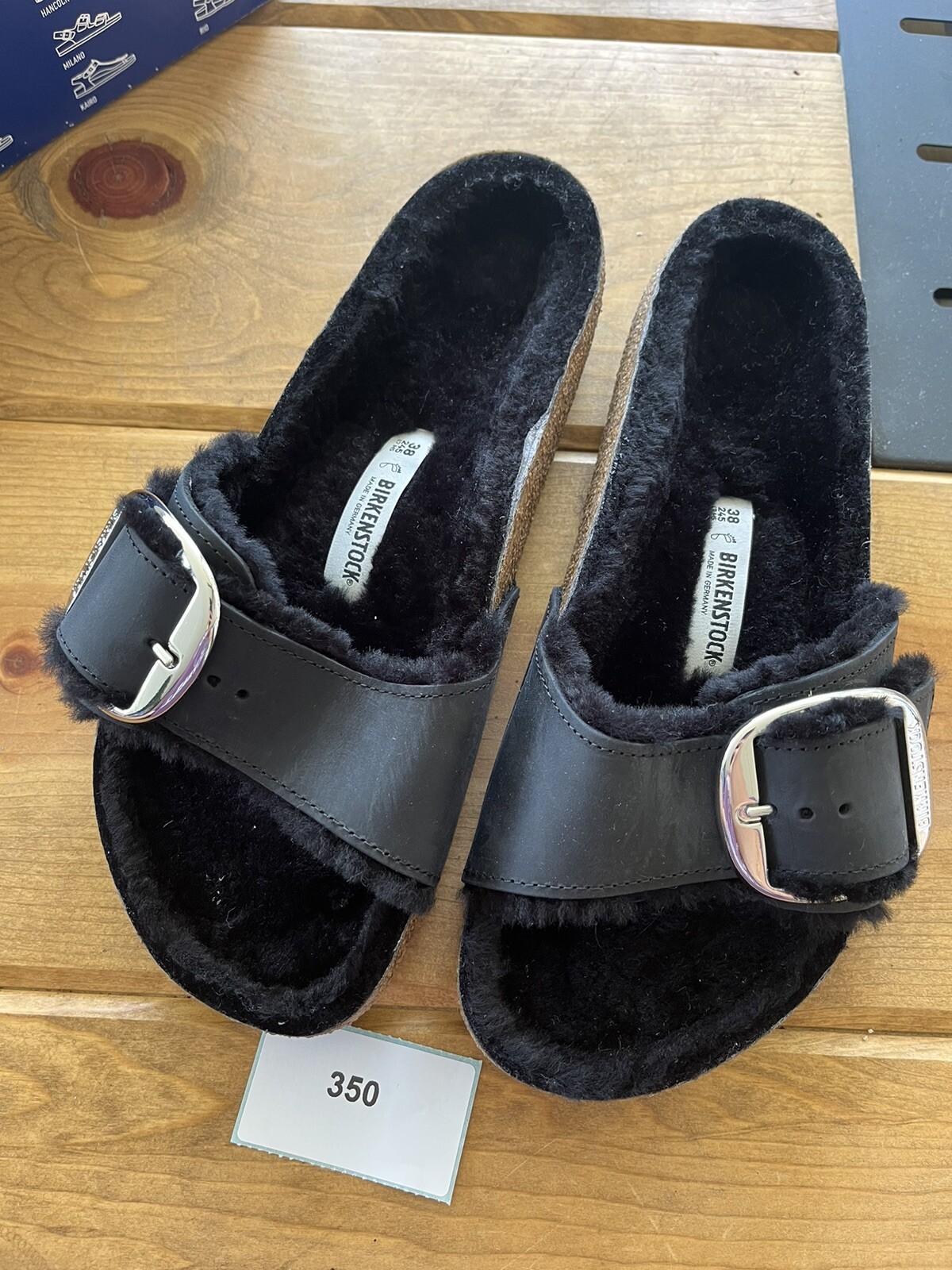 Birkenstock Madrid Big Buckle Shearling | Fur Lined | Black | EU 38 | US L 7