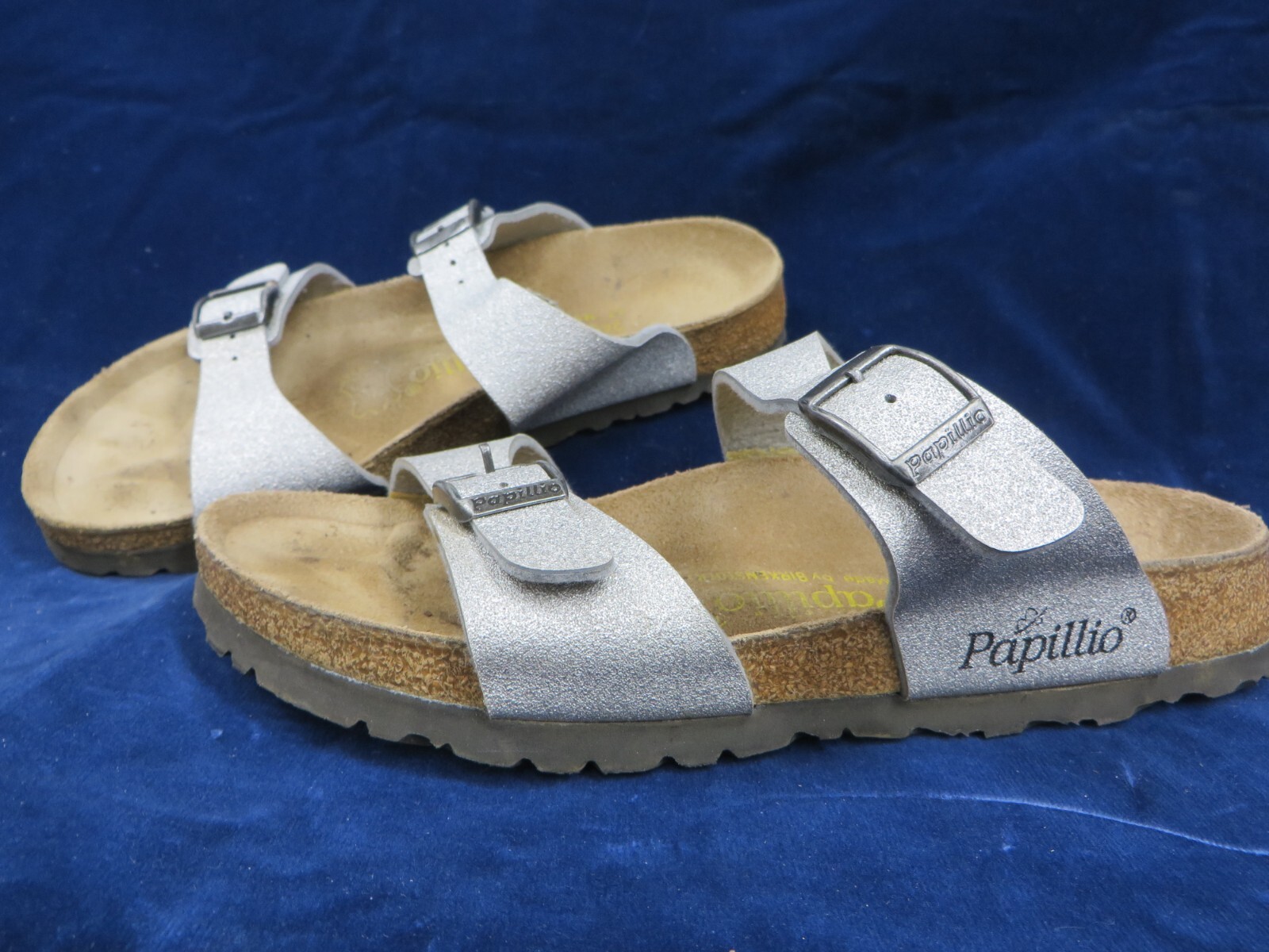 Birkenstock Papillio Silver Double Strap Sandal 38 L7 M5