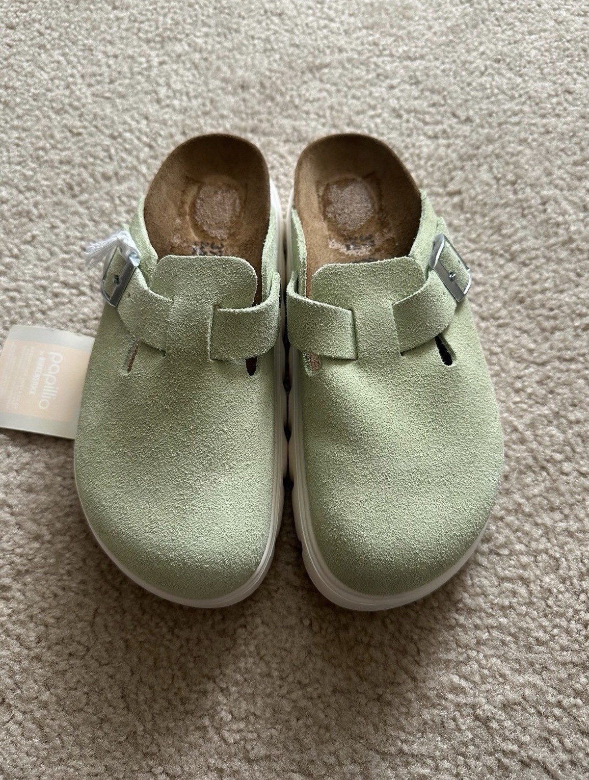 Birkenstock Papillio Boston women’s Chunky Clog suede green sandal size 37