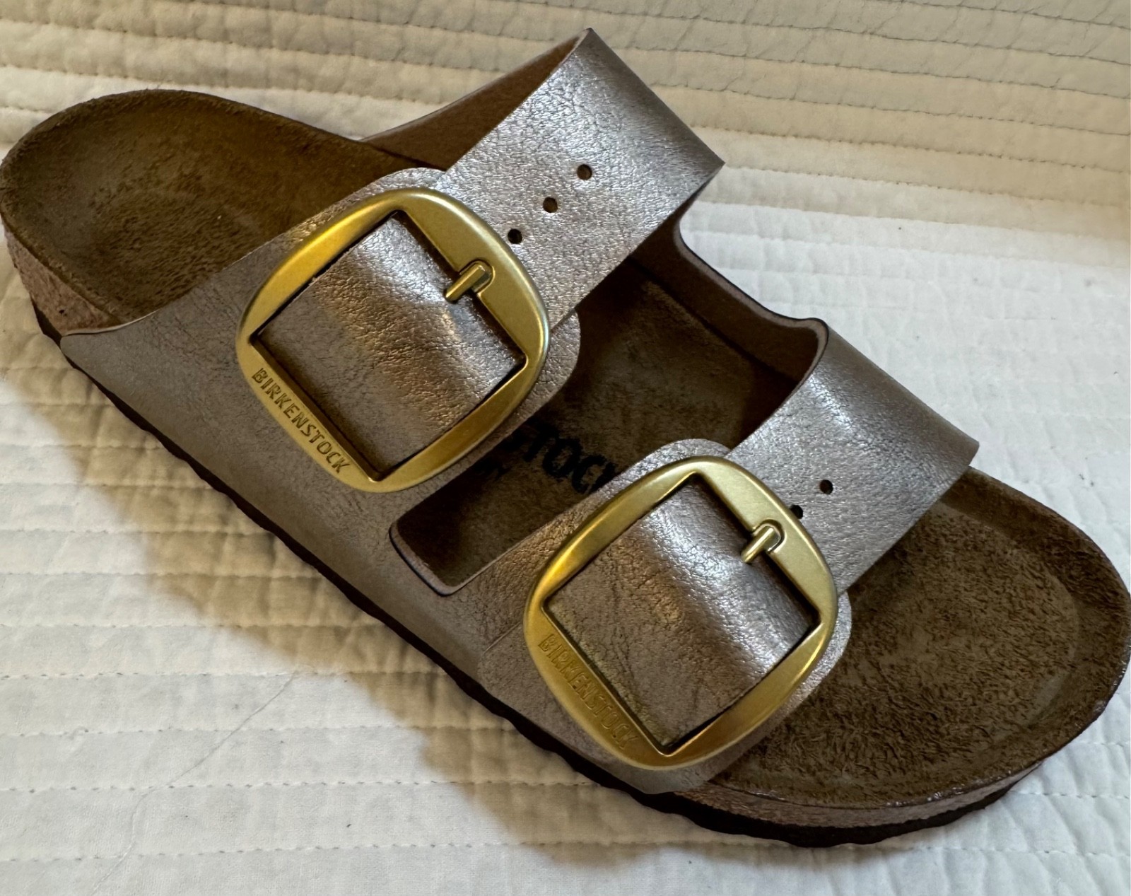 BIRKENSTOCK ARIZONA BIG BUCKLE BIRKO FLOR GRACEFUL TAUPE 38 Ladies 7 Narrow