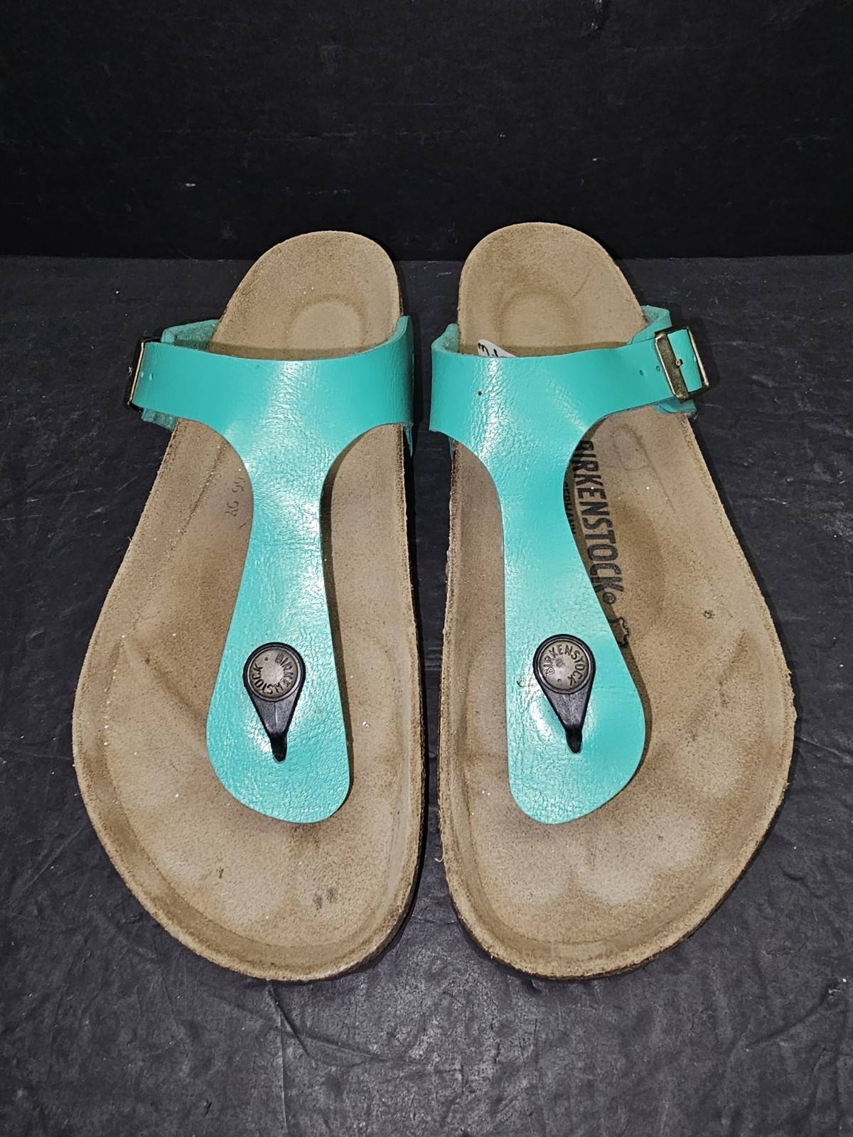 Birkenstock Gizeh Sandle Emerald Green Vegan Thong Slide Cork Footbed Women’s 8