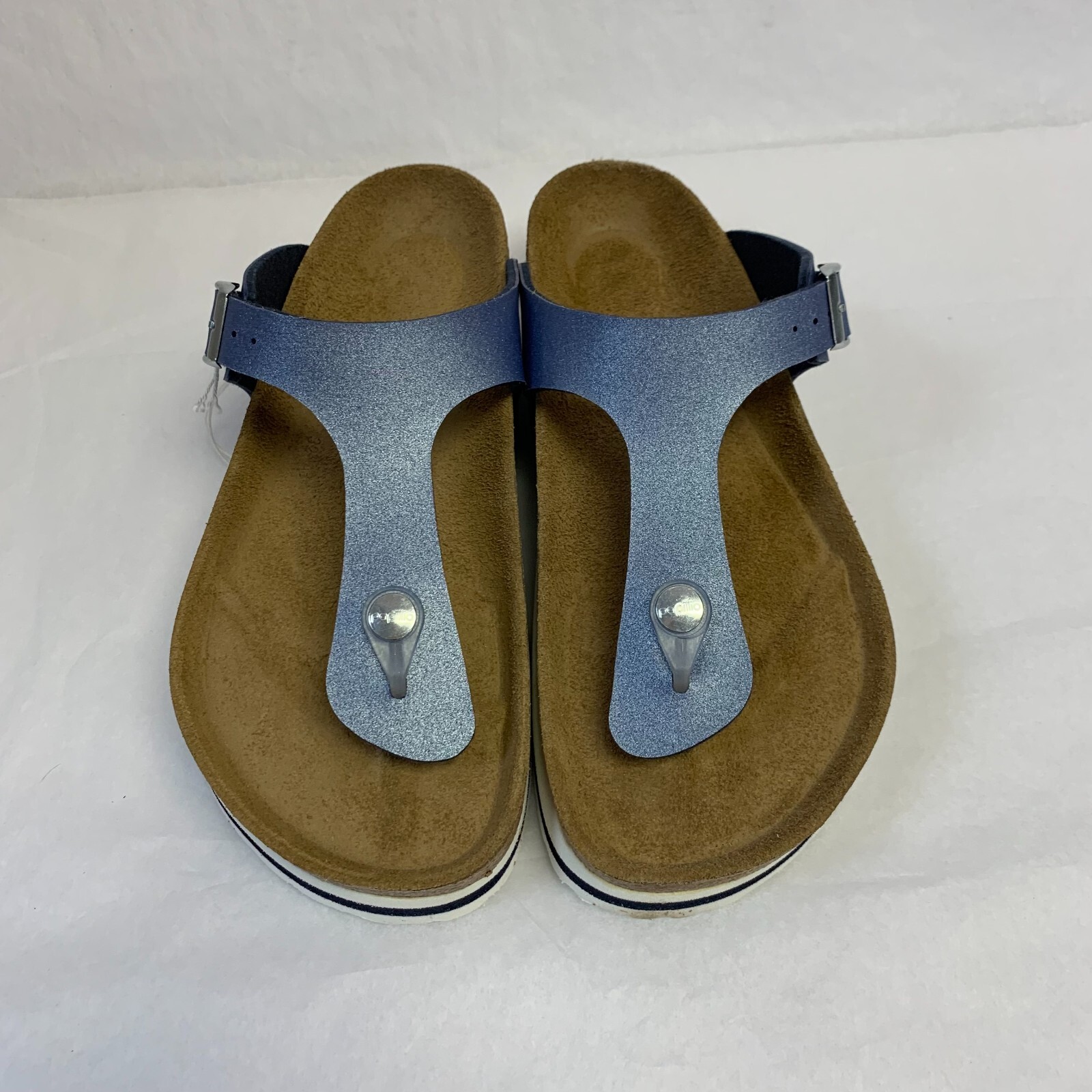 Birkenstock New w/ Box Gizeh Papillio Icy Metallic Azure Blue Birko-Flor R Size