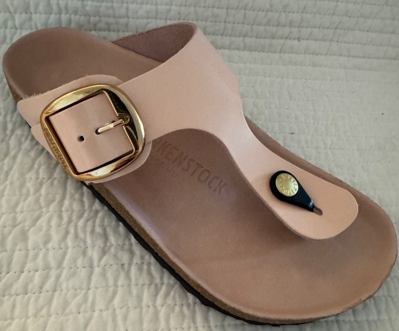 BIRKENSTOCK GIZEH BIG BUCKLE LIGHT ROSE HIGH SHINE LEATHER 37 Ladies 6 Regular