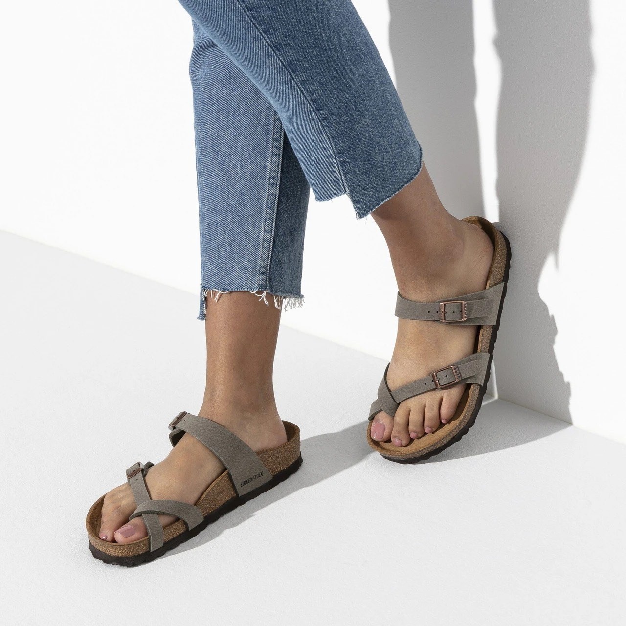 Birkenstock Mayari Stone Birko-Flor Sandals 6 37 Regular Fit Toe Loop Stone