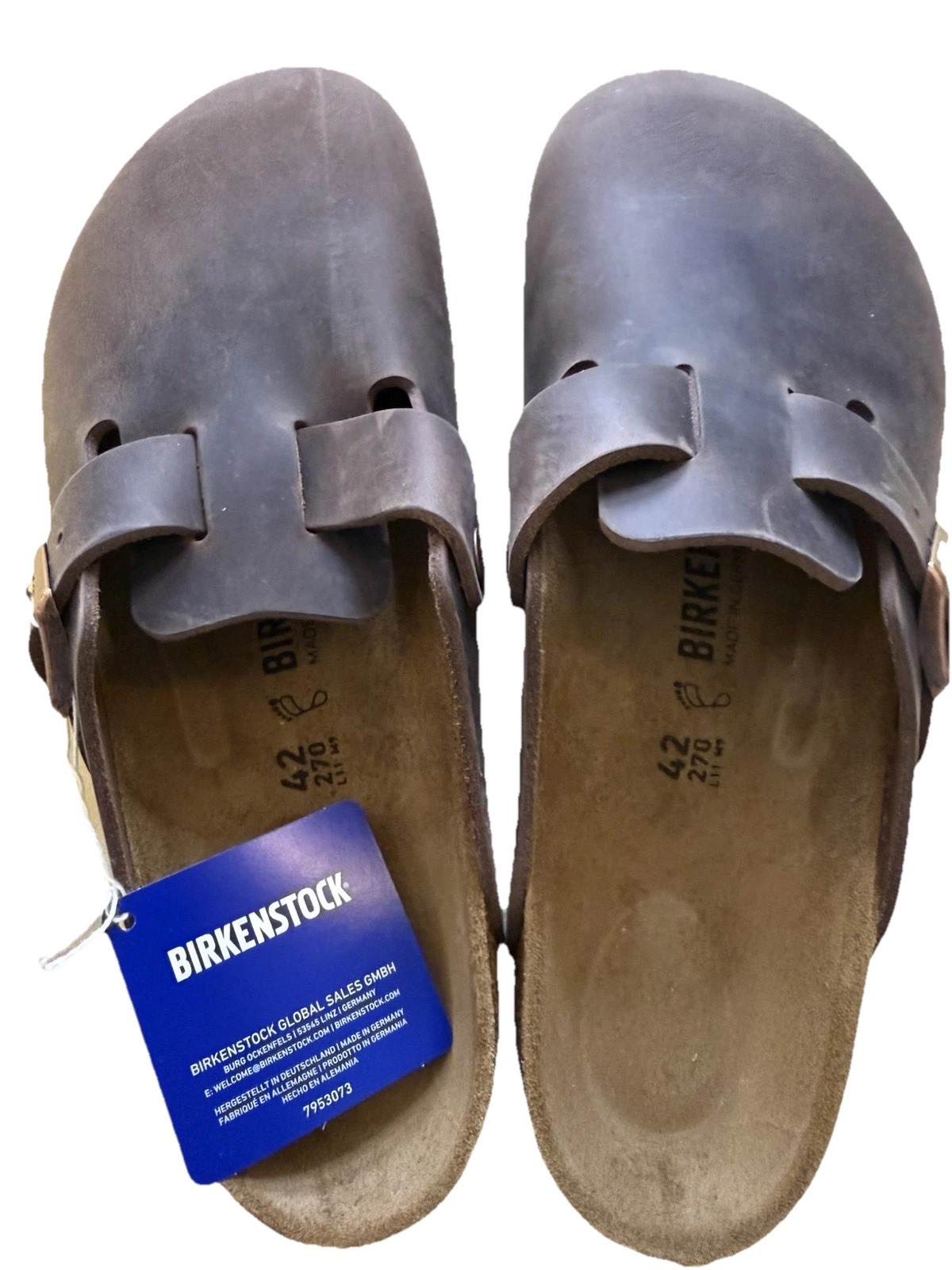 Birkenstock Boston Habana Oiled Mens Leather Clogs EU 42 US 9 Regular NEW w/ box
