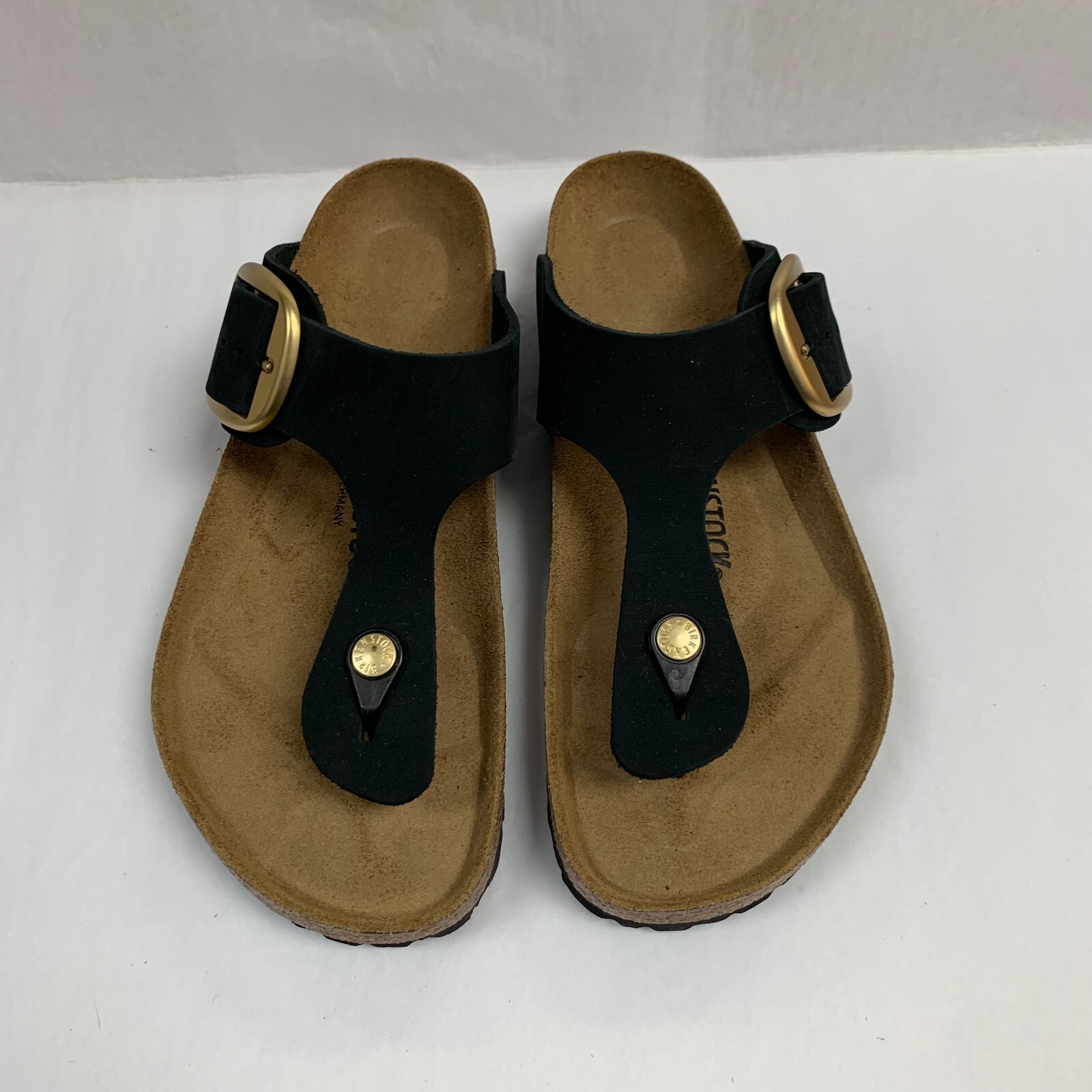 Birkenstock New w/ Box Gizeh Big Buckle Black Nubuck Leather Regular Select Size