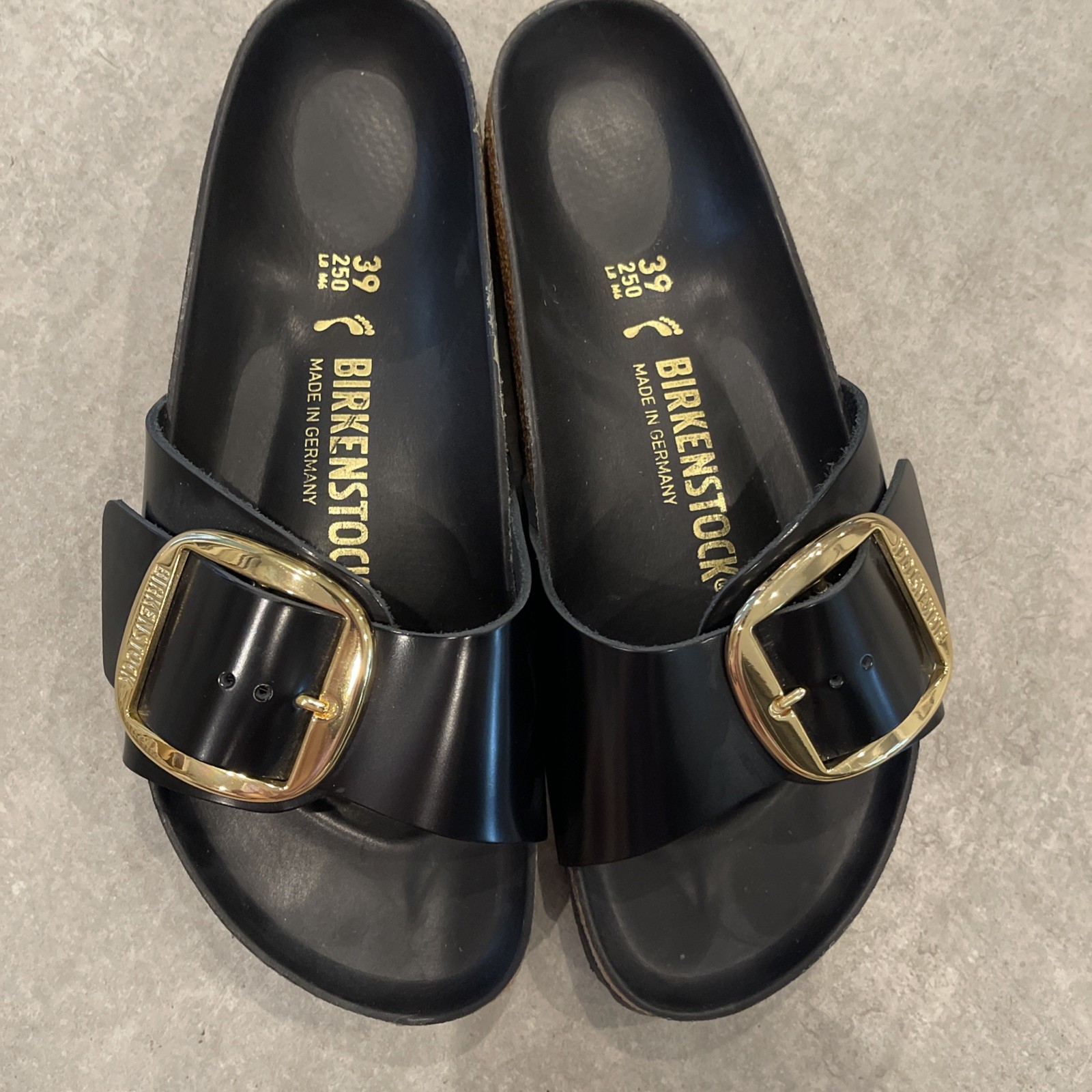 Birkenstock Madrid Big Buckle  Natural Leather Black Color Narrow 39 W 8