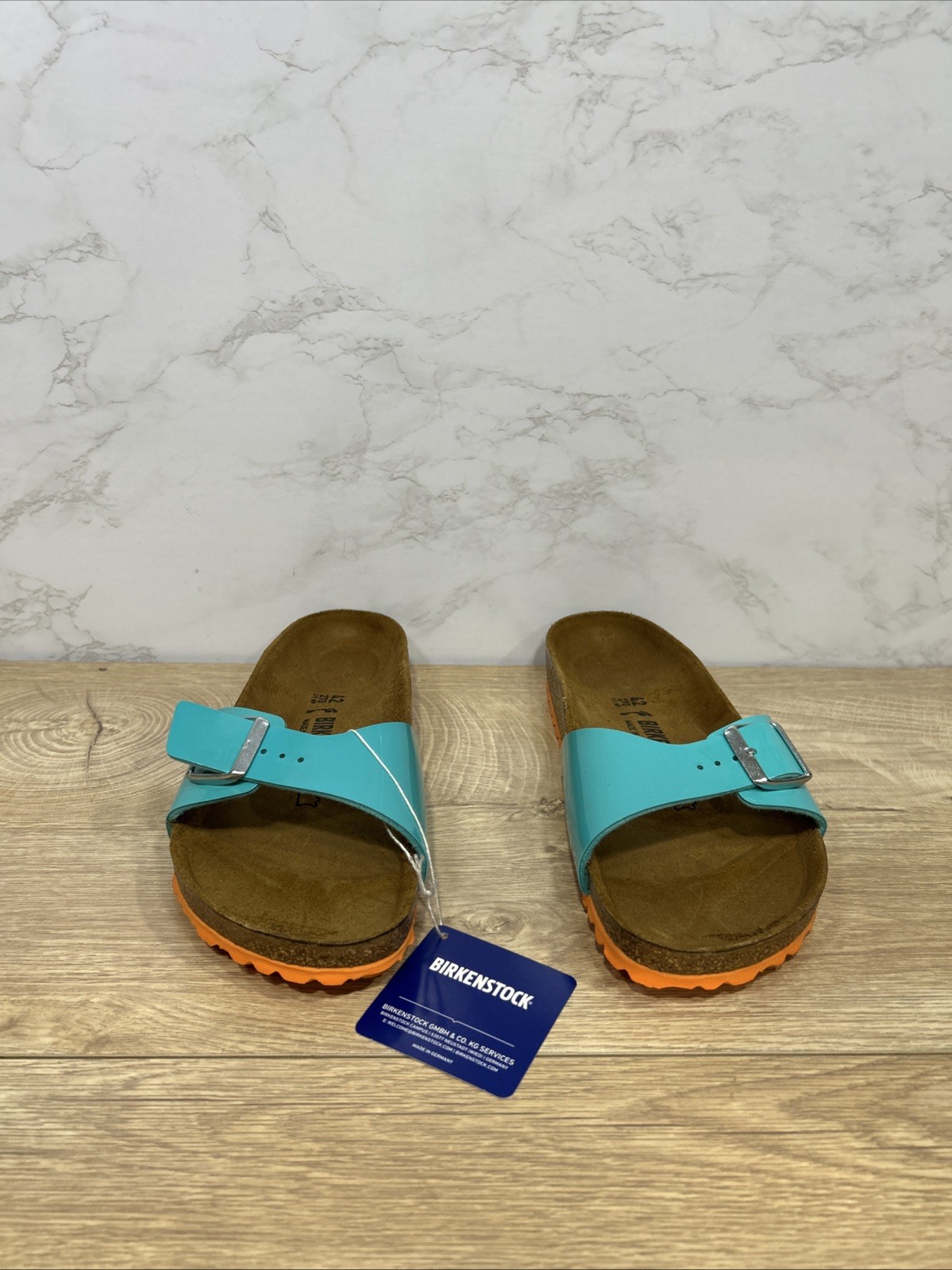 Birkenstock Madrid BS Lack Ocean Green Birko Flor Women Sandals 1013944 Sz 11 N