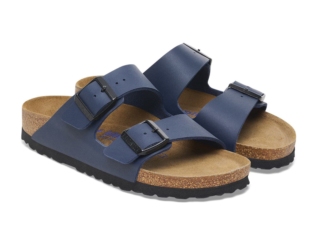 Birkenstock Arizona Birko-Flor Leather in Blue Two-Strap Unisex Comfort Sandals