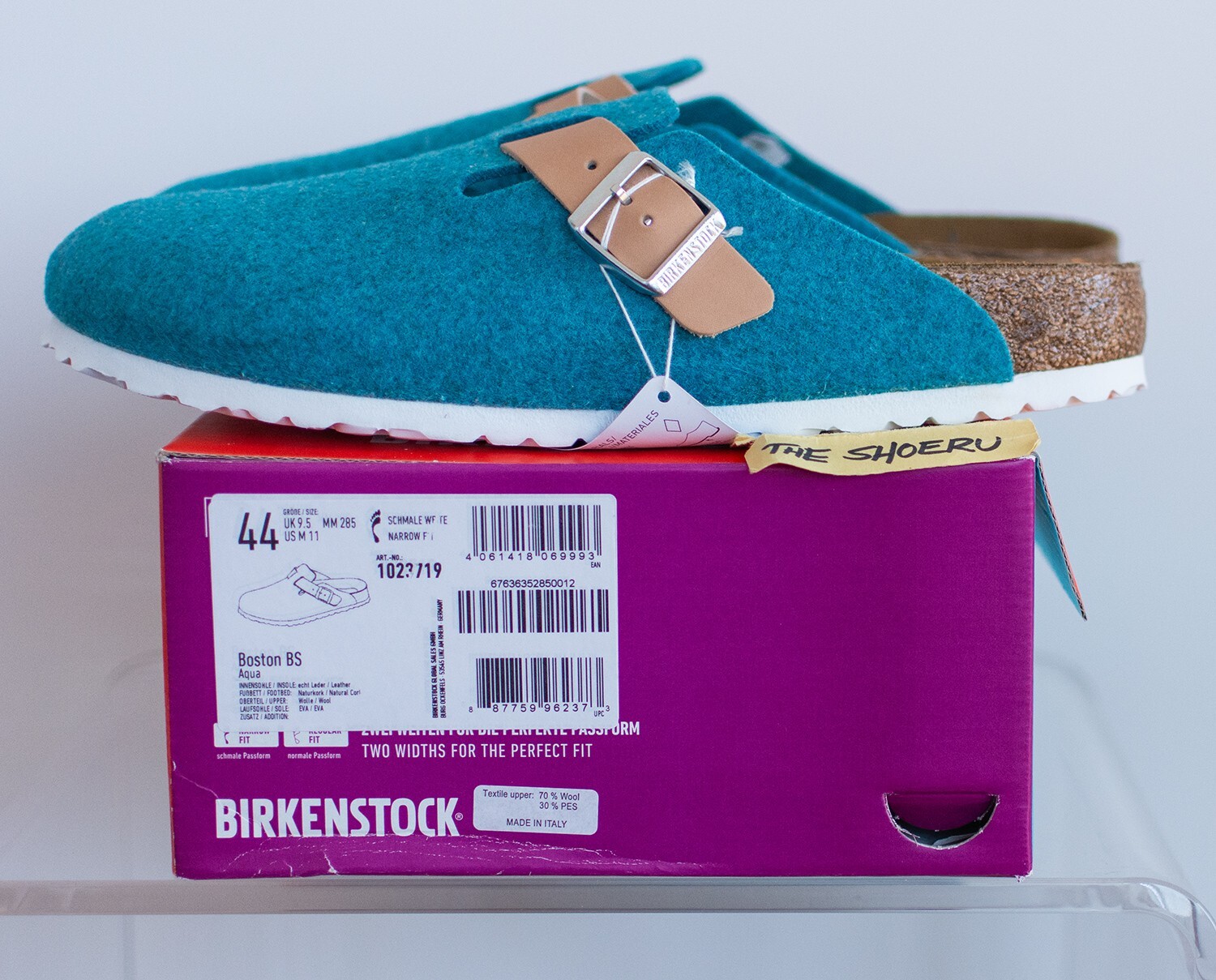 Concepts x Birkenstock Boston BS Felt – Aqua – DS Size 44 (US 11, UK 9.5)