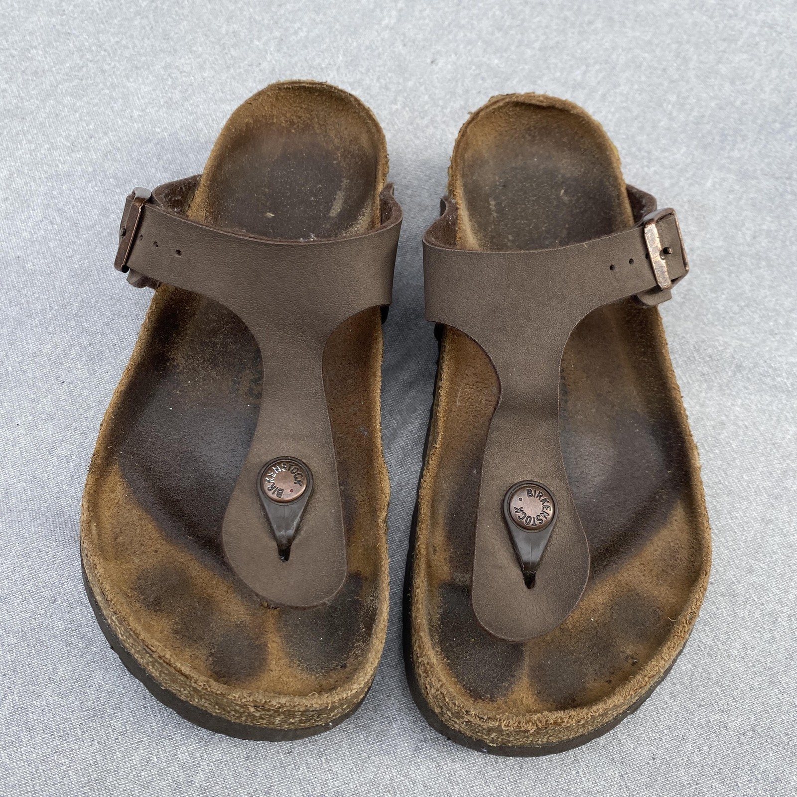 Birkenstock Gizeh Sandals Womens Size 8 39 Brown Leather Thong Made Germany