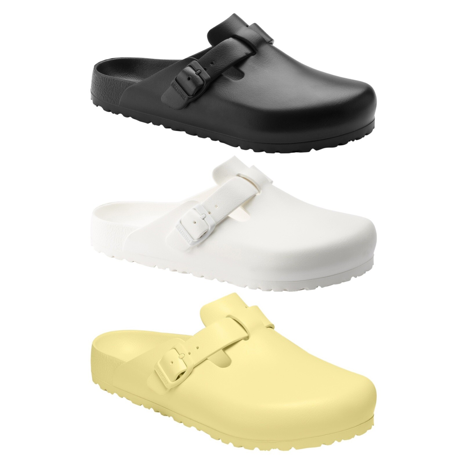 BIRKENSTOCK BOSTON ESSENTIALS EVA CLOGS Black/White/Popcorn Size 36-41