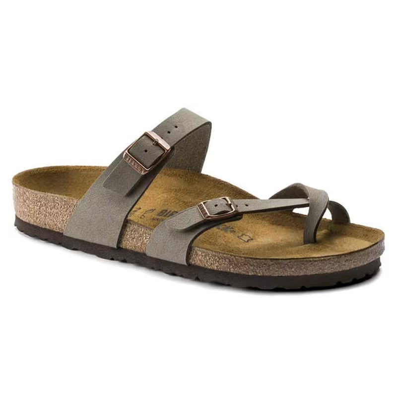 Birkenstock Mayari Birkibuc Leather Stone Women’s Thong Sandals Select Size