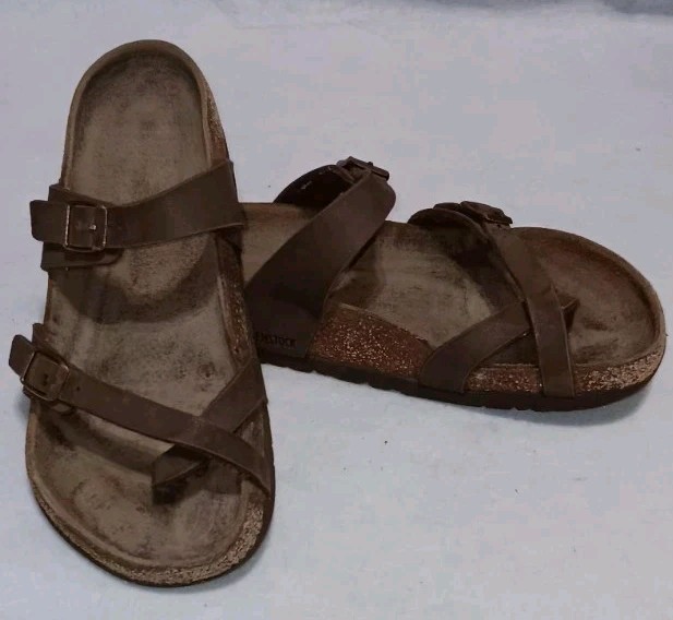 Birkenstock Mayari Birko-flor Thong Sandal Womens Size 8-8.5 Brown Tie Loop Flip