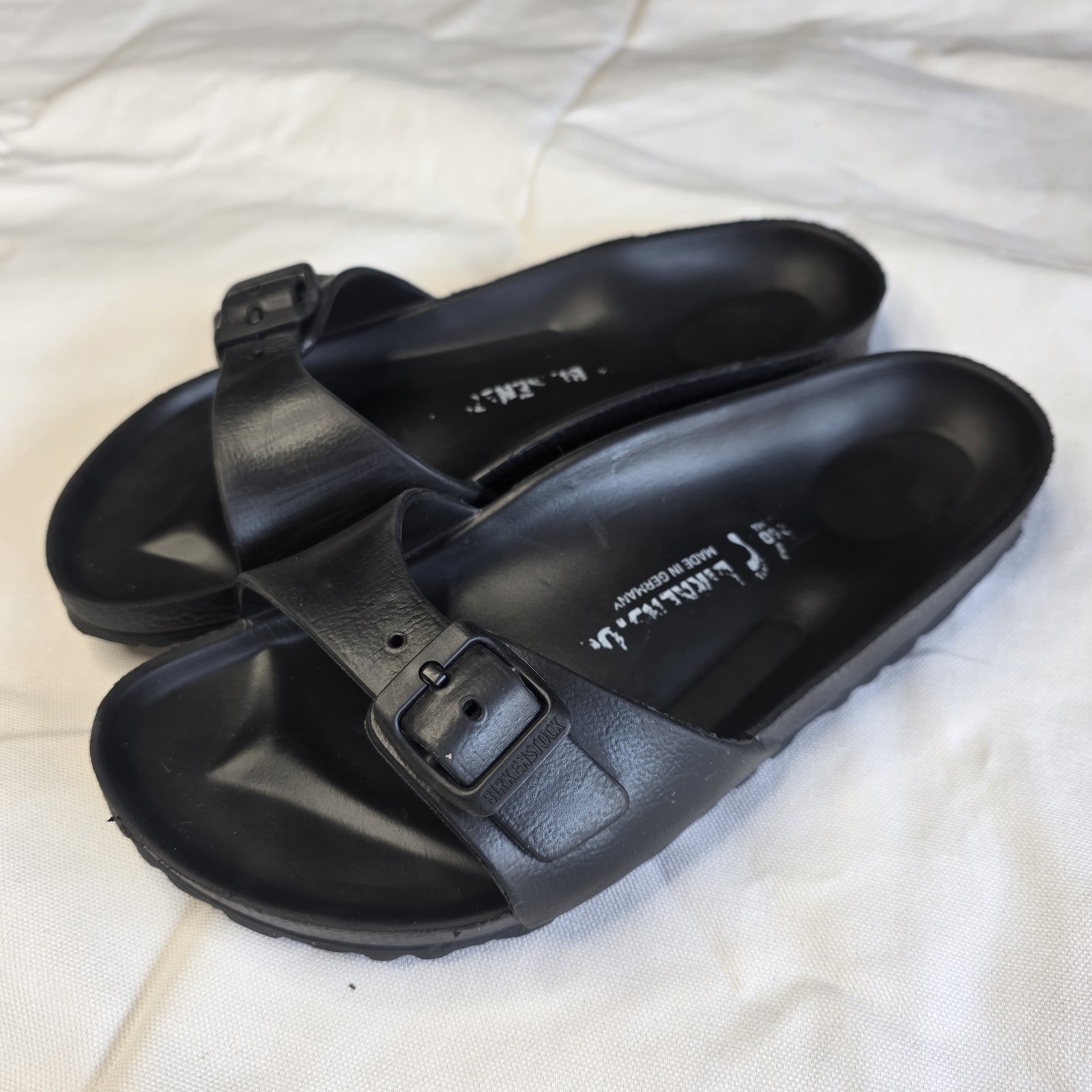 Birkenstock Madrid Essentials EVA Black Rubber Slide Sandals Women`s 37 L6 M4