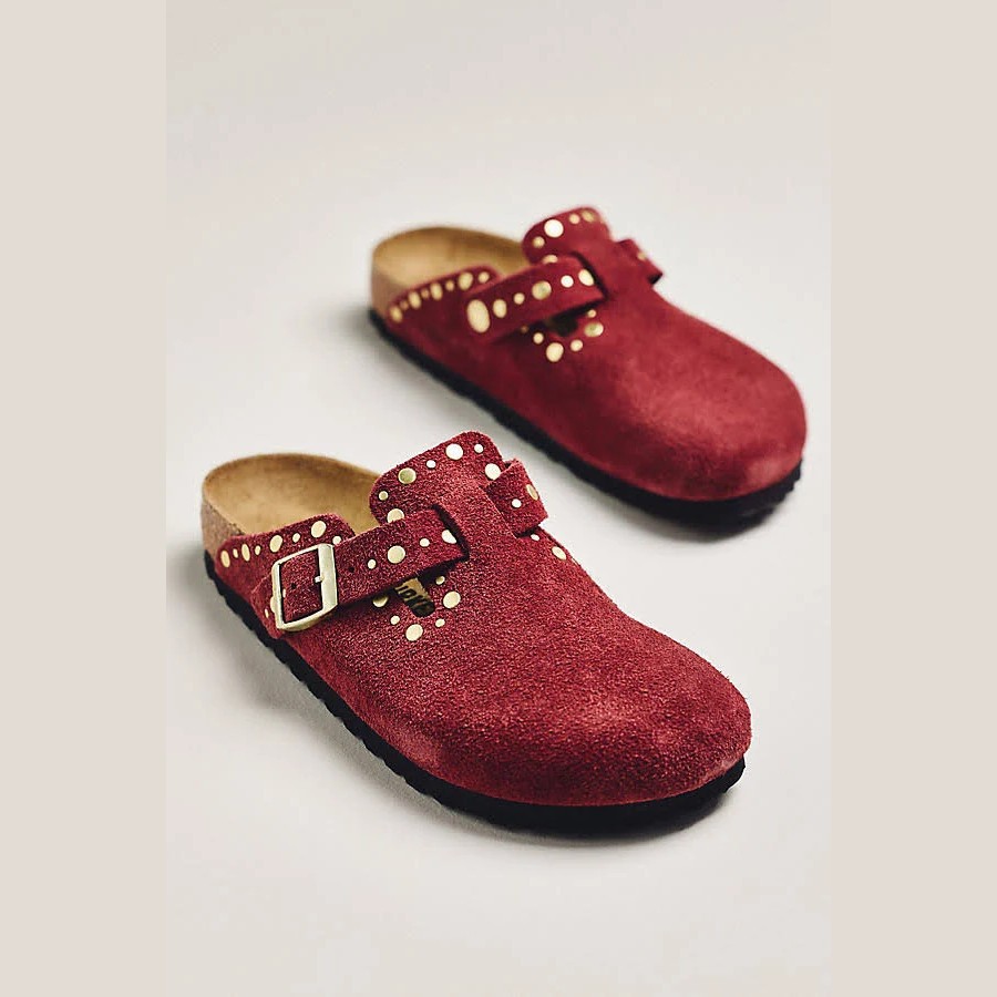 NEW Birkenstock Size EU 36 (US 5-5.5) Boston Suede Rivet Studded Clogs Zinfandel