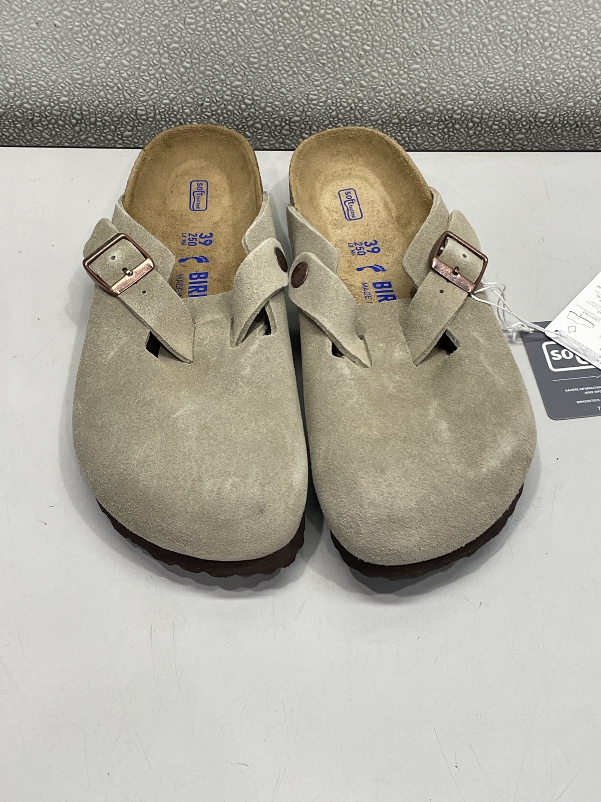 Birkenstock Boston Softbed Clogs Unisex M6 W8 Narrow Taupe Suede Casual Slip On