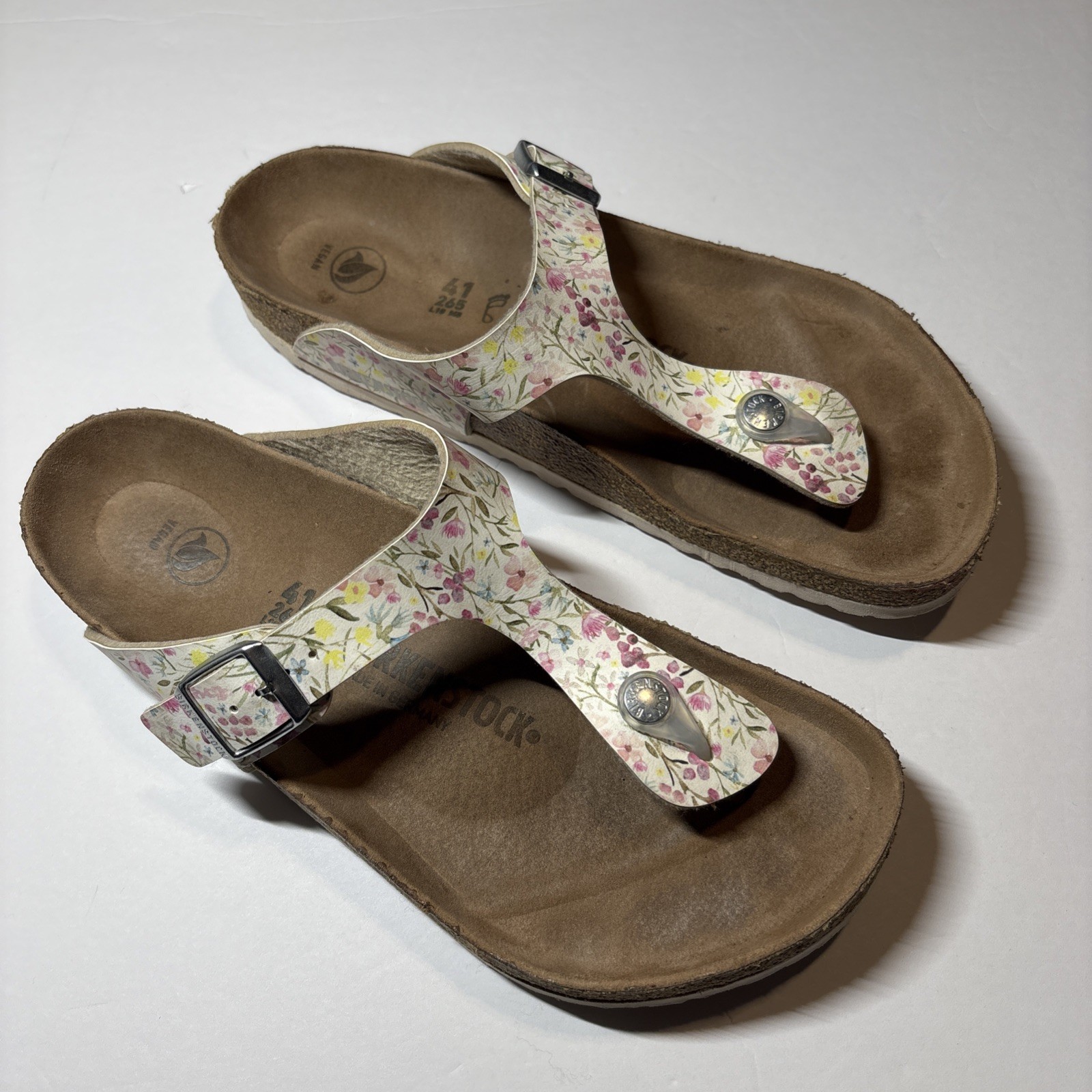 Birkenstock Gizeh Vegan Floral Print Birko Flor Thong Sandals Size 41 US 10-10.5