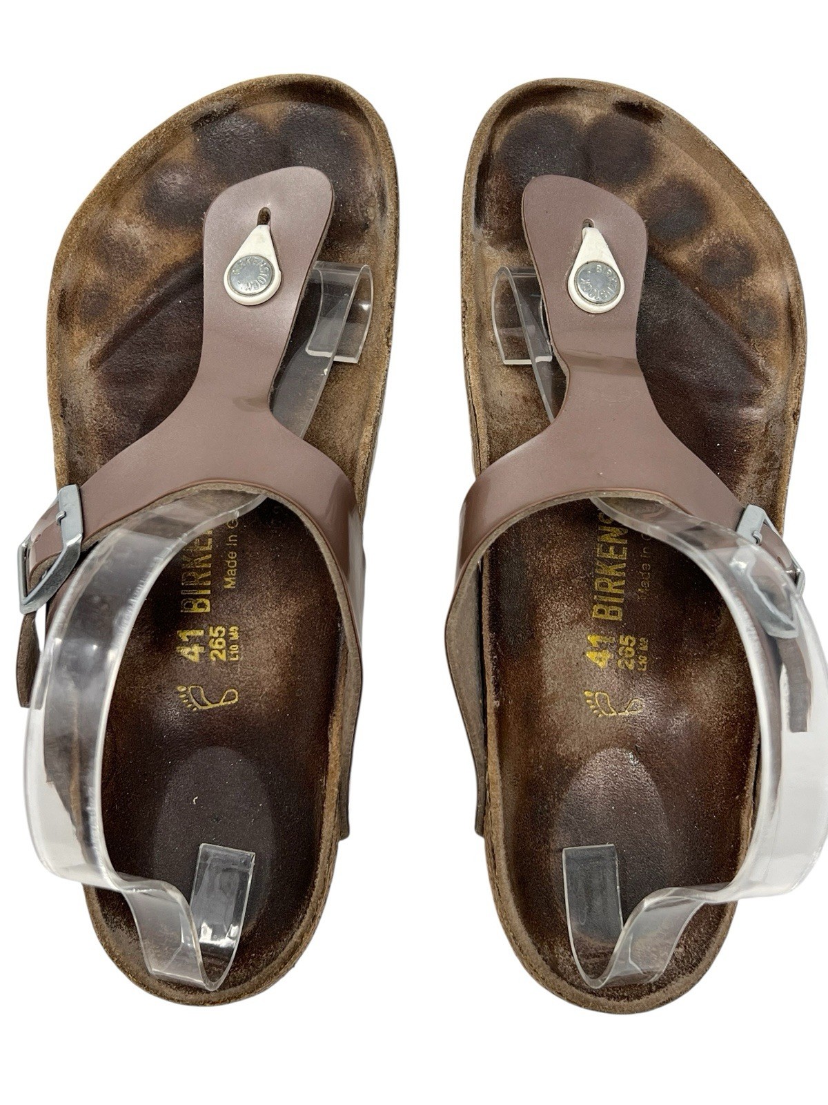 Birkenstock Gizeh Birko-Flor Brown Patent Sandal T-strap Thong 10 M 41