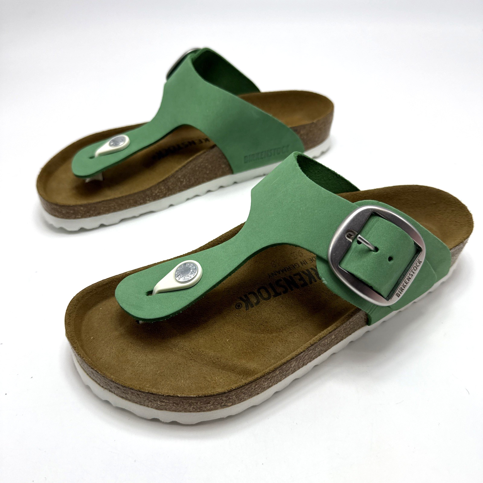 Birkenstock Gizeh Big Buckle Bold Jade Nubuck Leather Womens Size 5 A Narrow