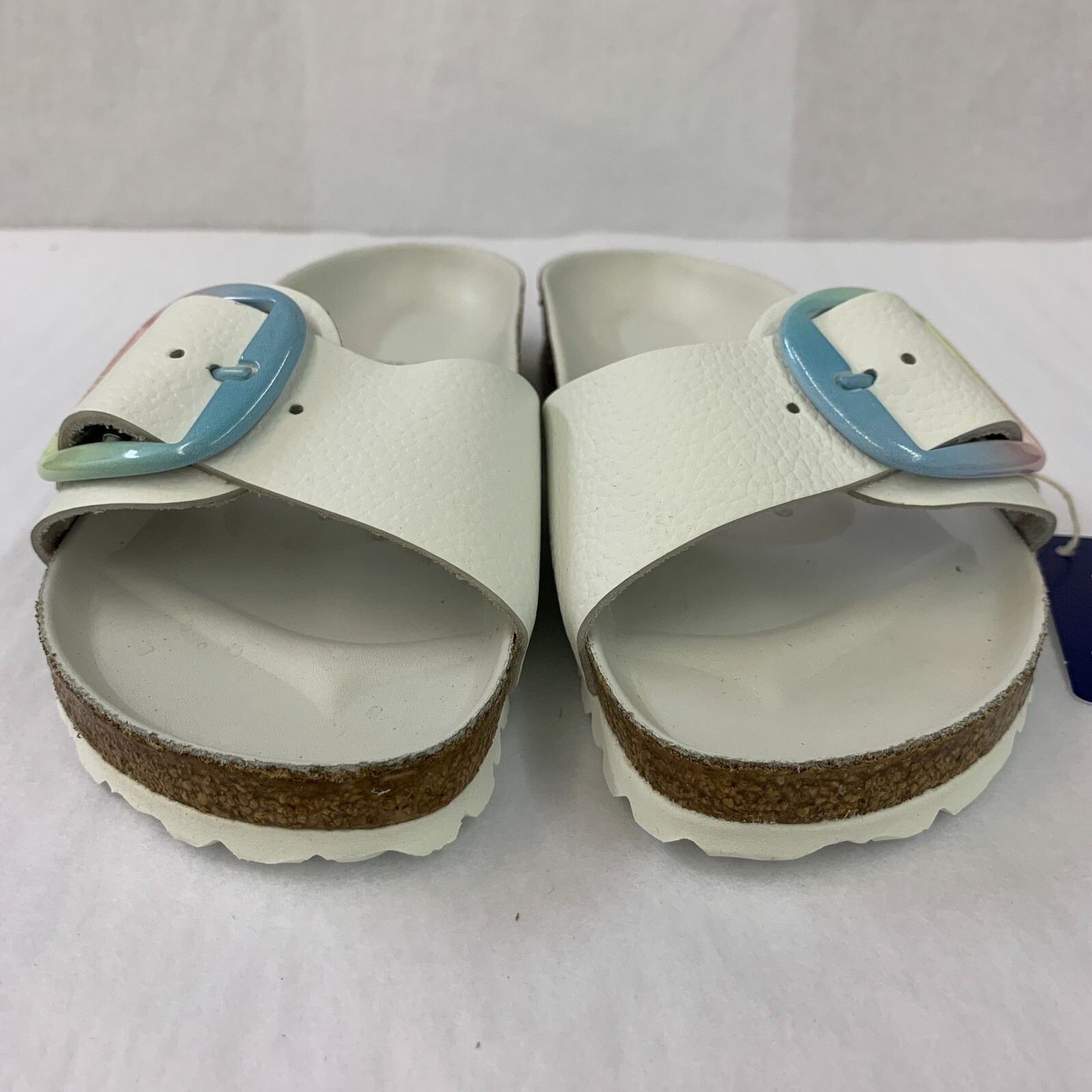 Birkenstock New w/ Box Madrid Big Rainbow Buckle White Leather Exquisite Regular