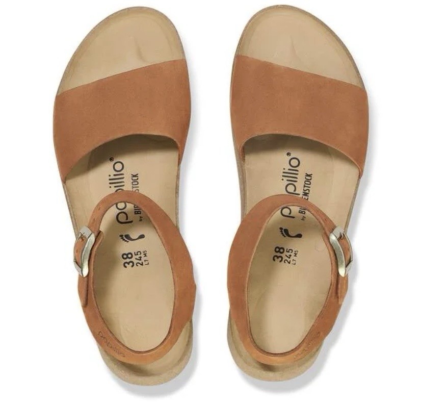 Birkenstock Papillio Women’s Glenda Nubuck Leather sandals in pecan Size 41